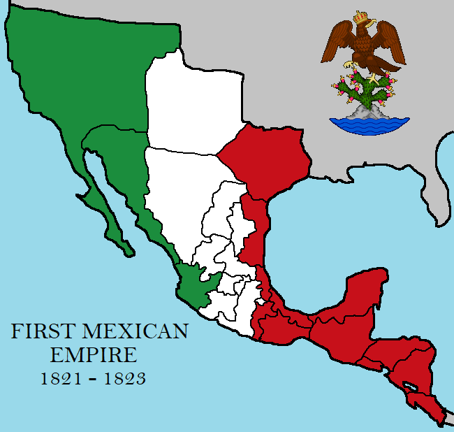 First Mexican Empire flag map with administrative divisions r