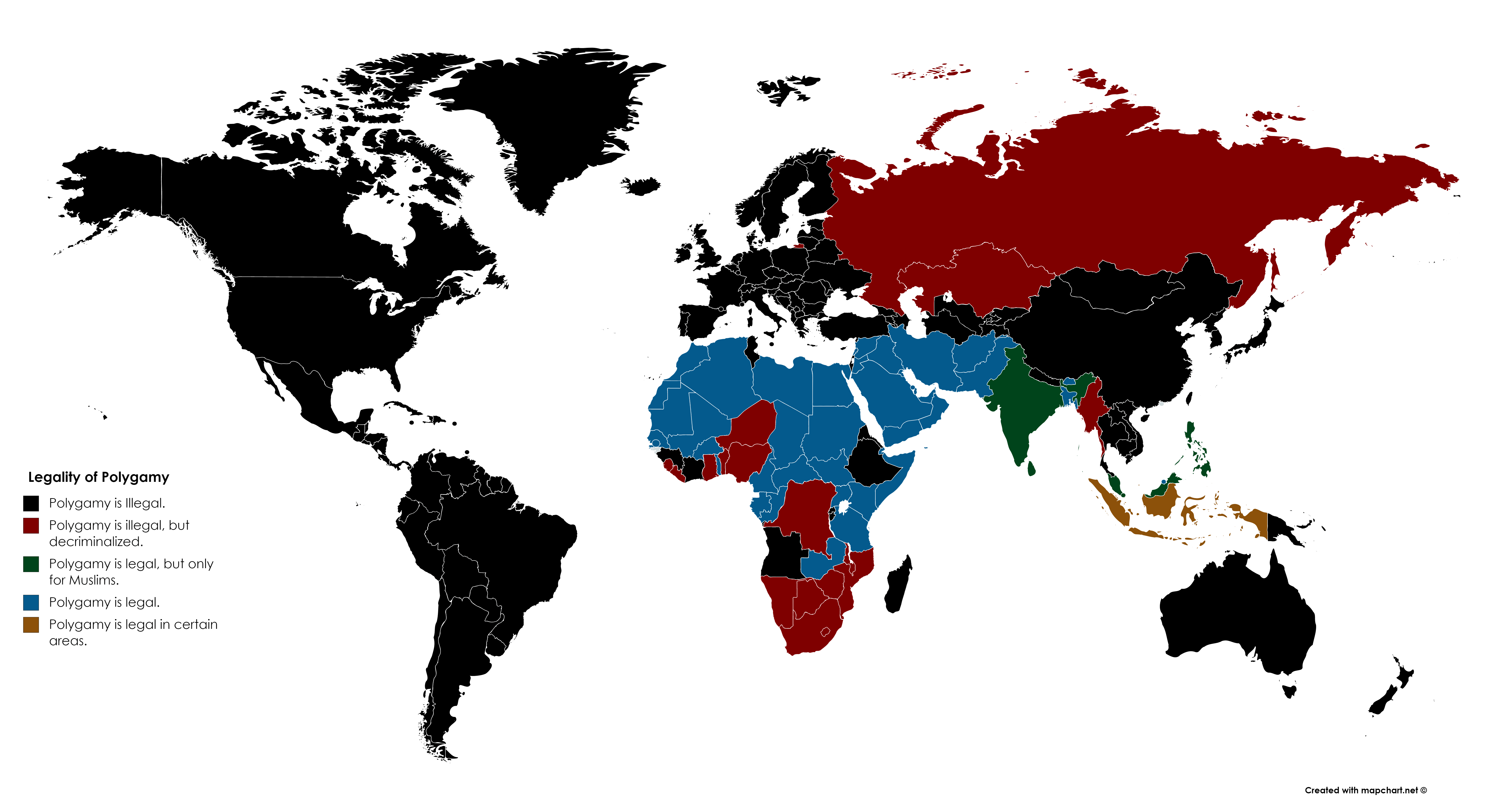 Legality of Polygamy Worldwide. [6460x3480] r/MapPorn