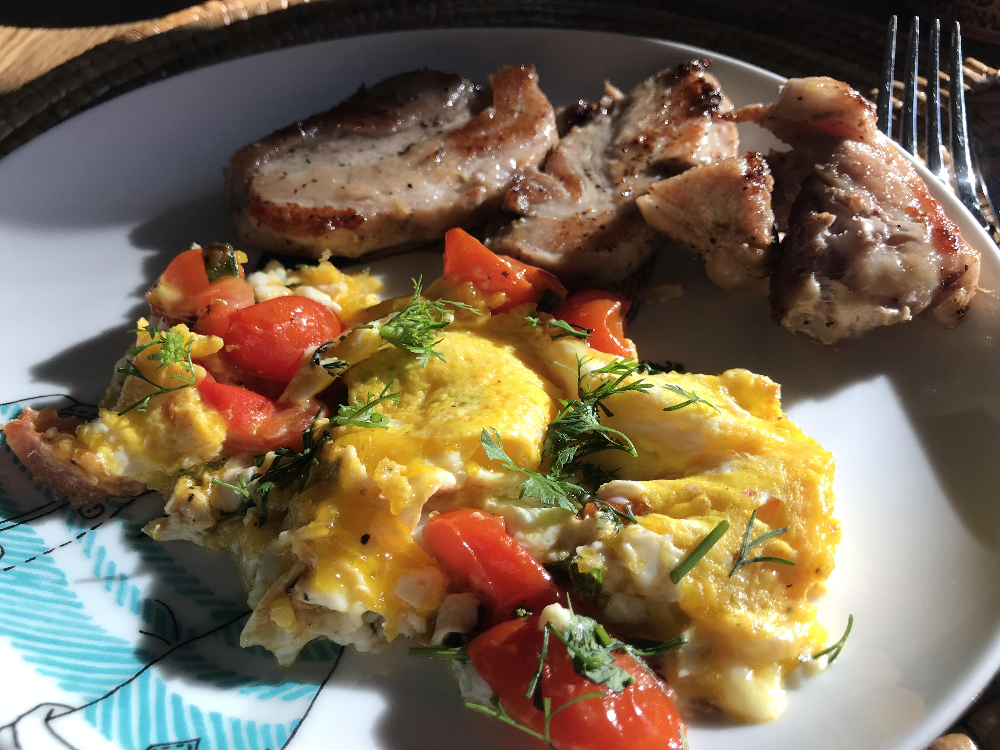 Scrambled eggs and pork belly FoodPorn