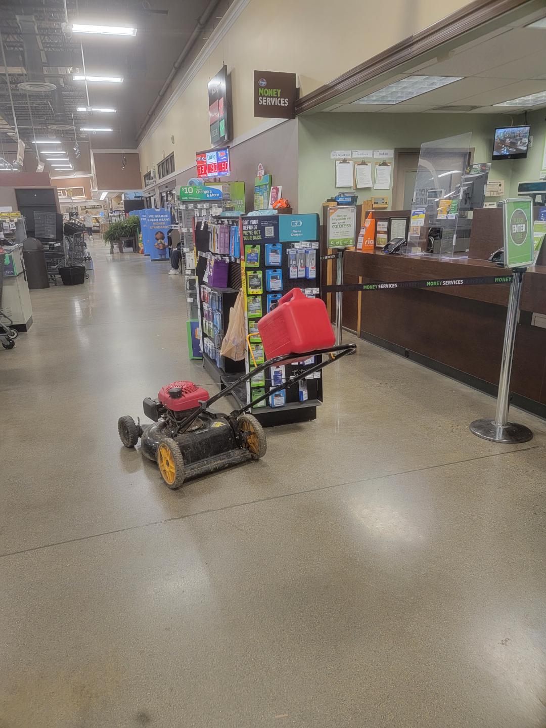 I guess it's bring your lawnmower to kroger day r/kroger