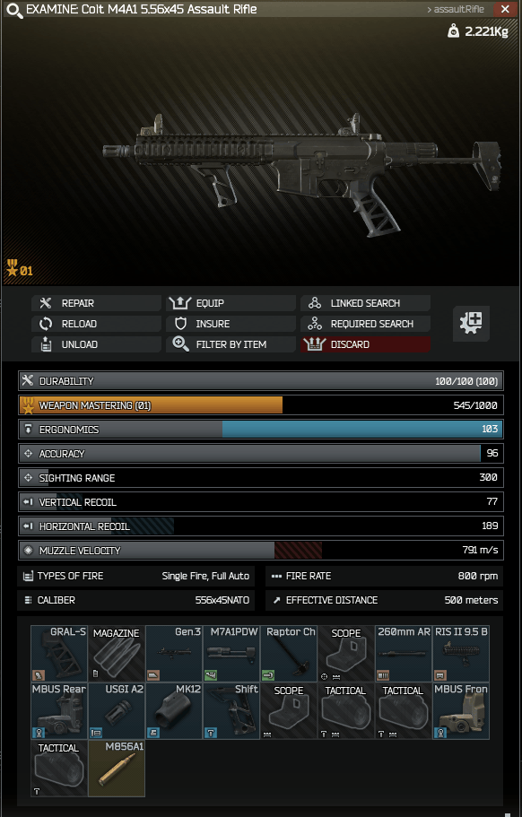 is this the highest ergonomics M4A1 possible as of patch 0.11