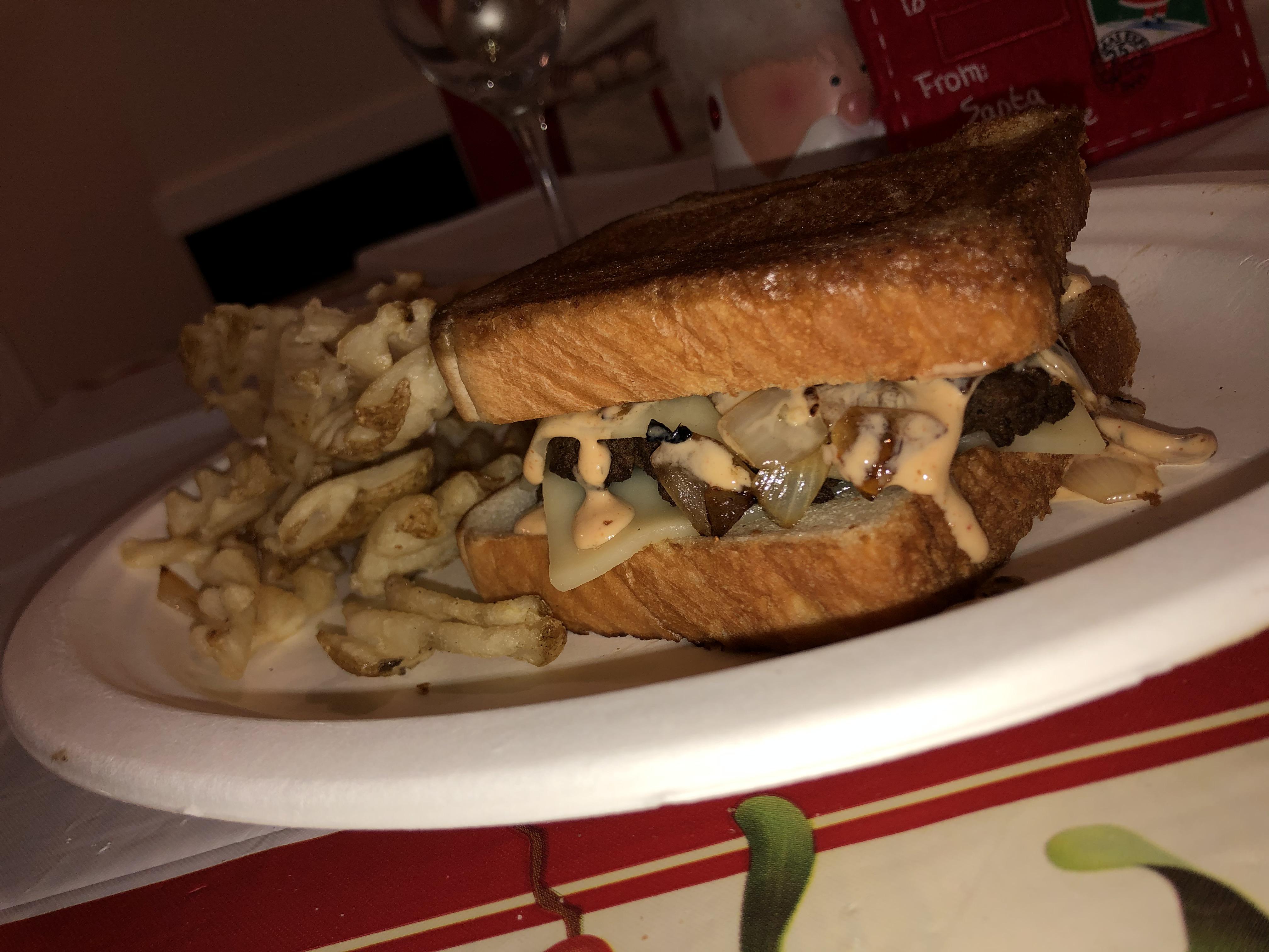 Pattymelt with Monterey Jack cheese, grilled onions, and whataburger