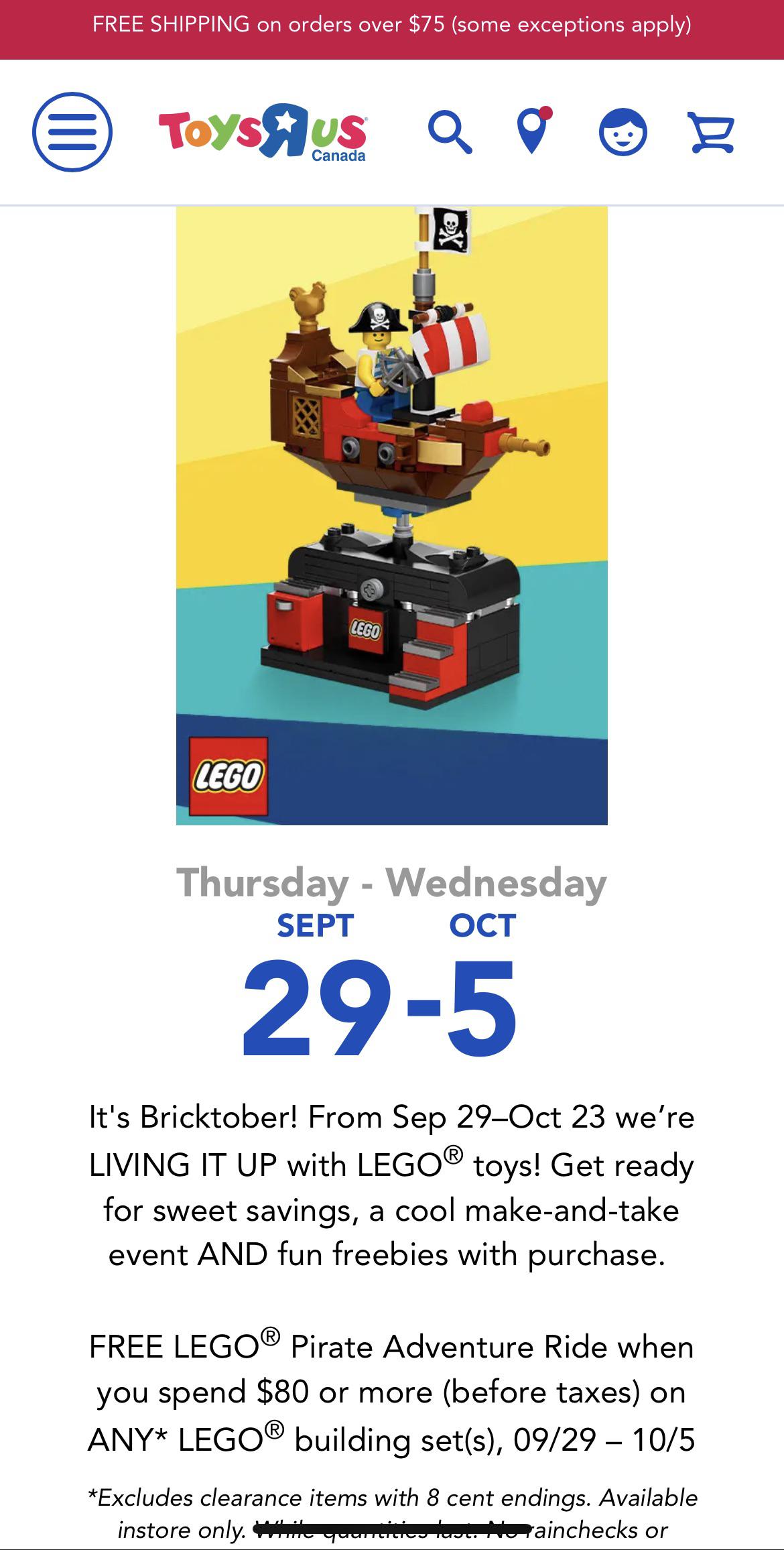 Bricktober Announced for Toys R Us Canada r/lego