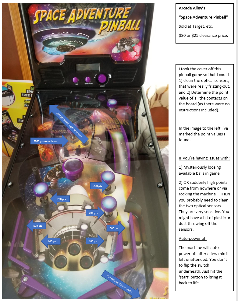 Space Adventure Pinball point values and quirks (version from Target) r/pinball