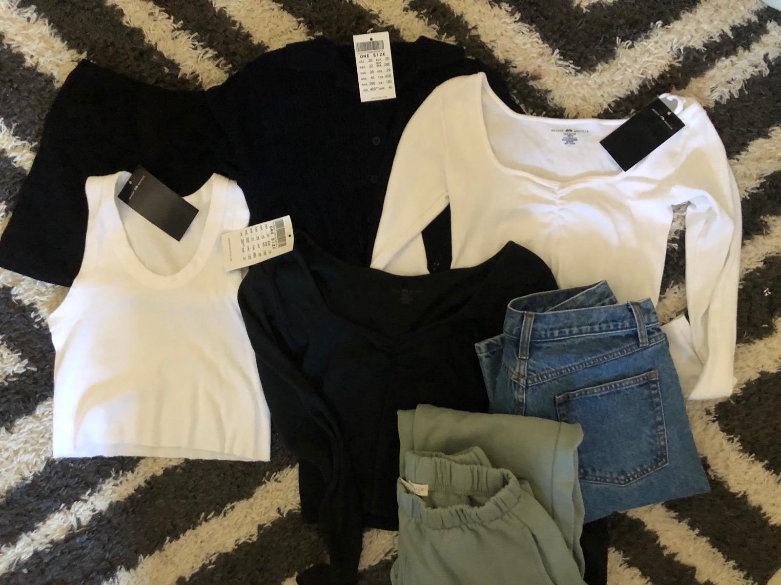 brandy haul from the glendale americana location! black and white mabels, eliana jeans, white