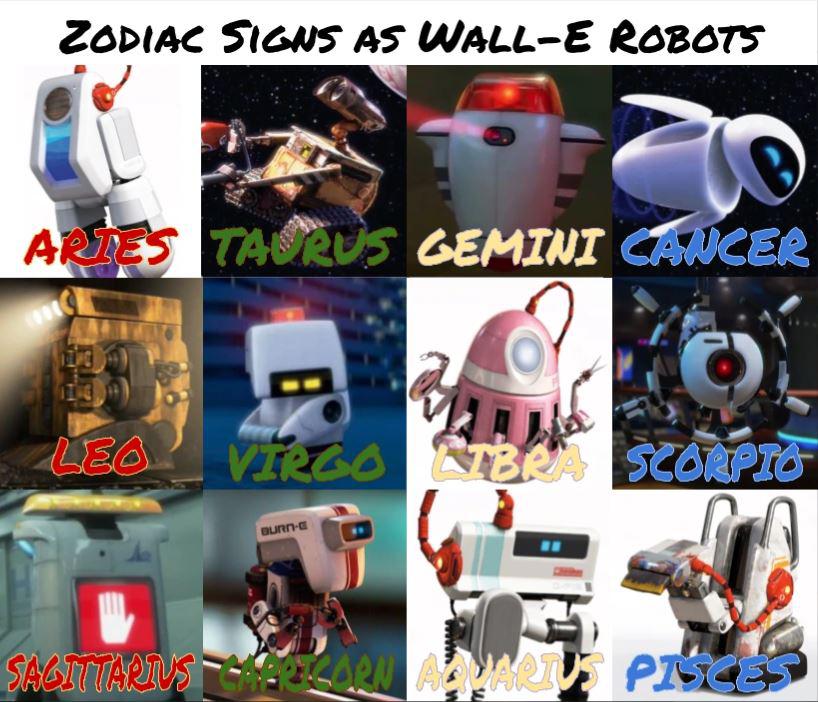 Which one are you? Zodiacs as WALLE Robots r/DisneyMemes