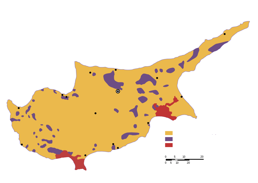 Ethnic Distribution map of Cyprus in 1973 prior to Turkish Invasion r