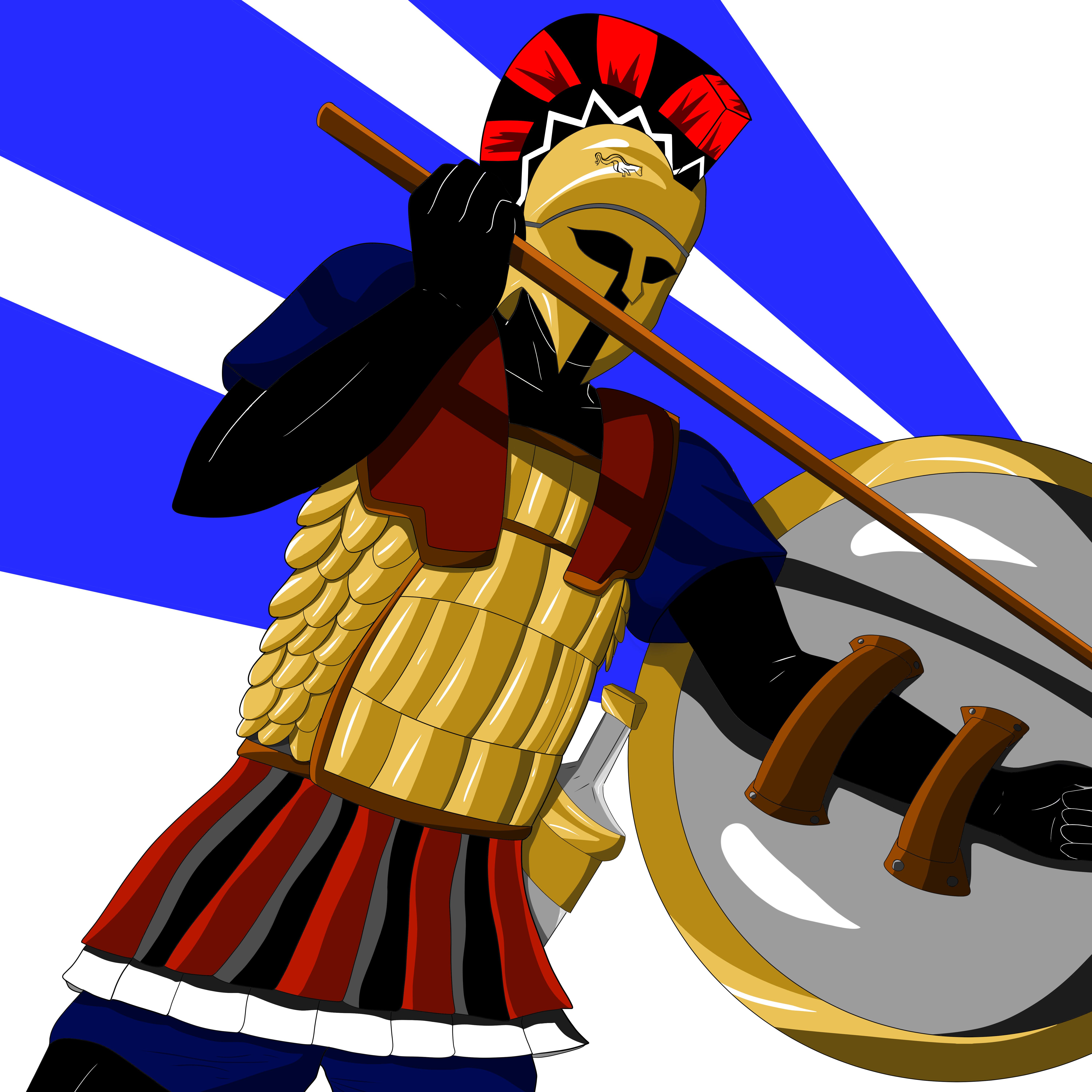 A Hoplite, ancient Greek pottery inspired me for the choice of skin