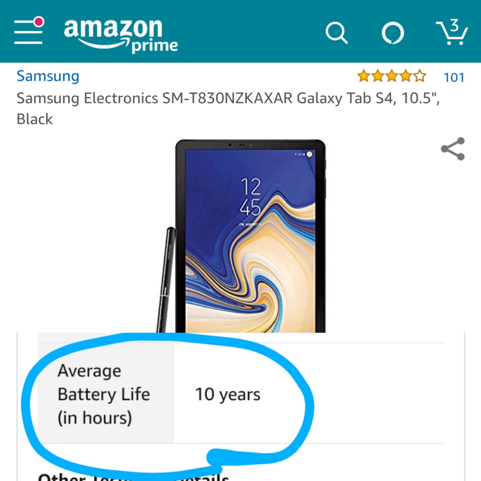 Apparently the Tab S4 has a 10 year battery life r/samsung
