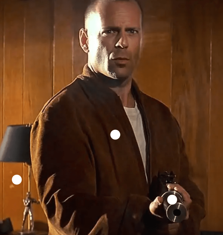 In Pulp Fiction (1994) when the pop tarts come out of the toaster and the gun shots go off, the