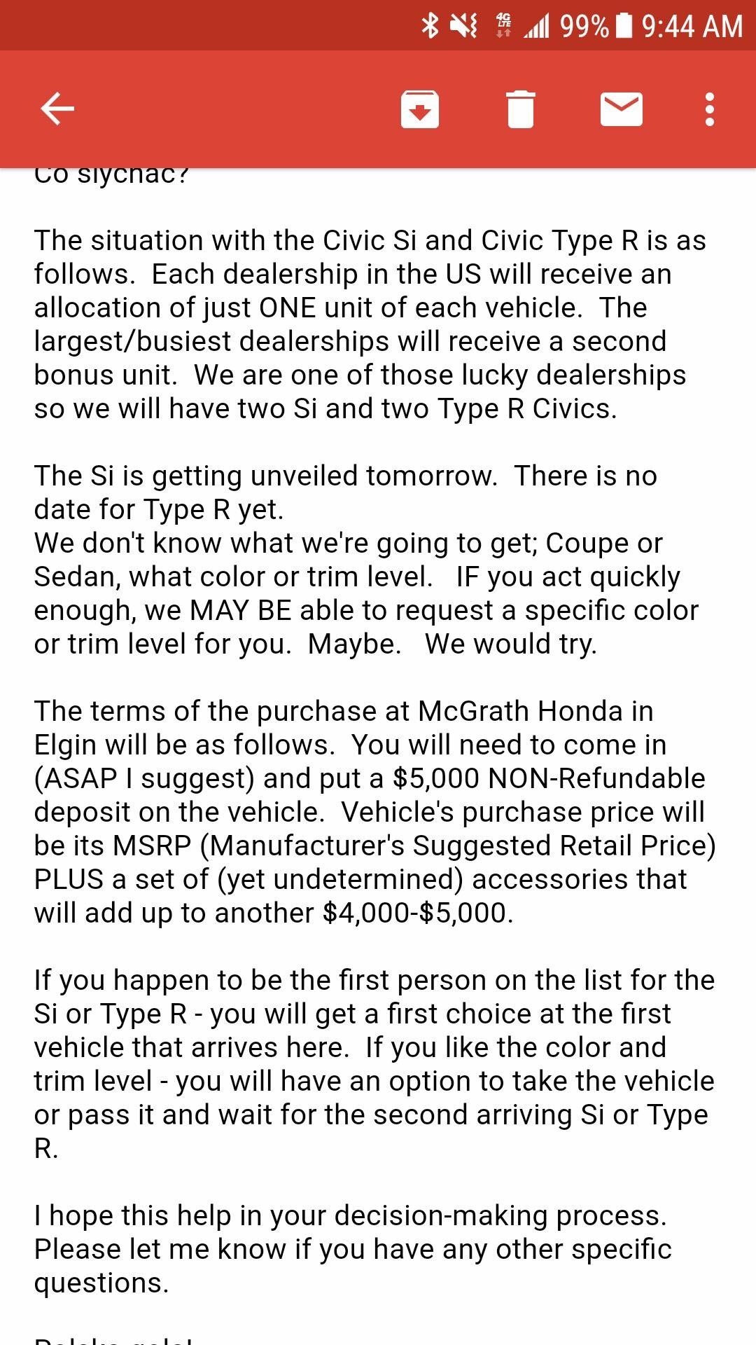 Bet TypeR will cause a lot of scammer dealerships take people to