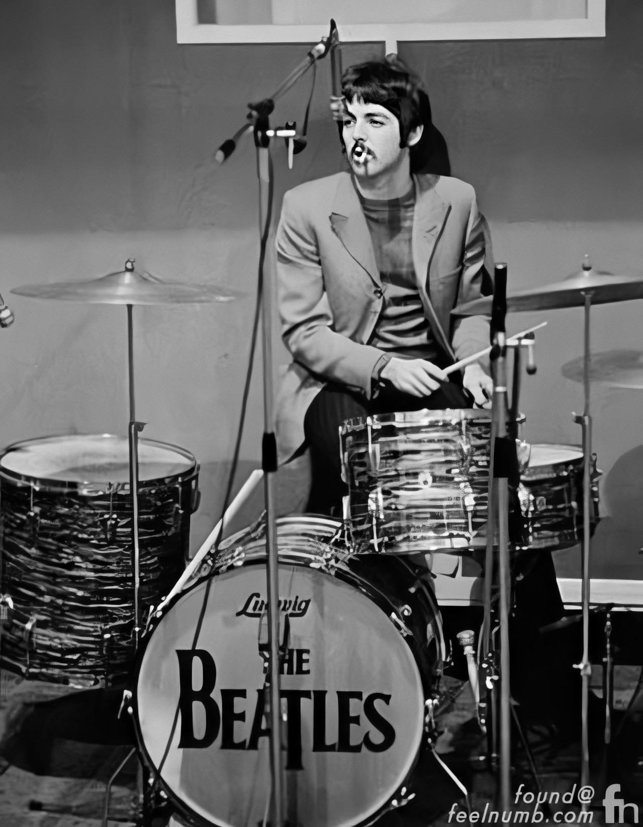 Paul McCartney playing the drums, 1967 r/TheBeatles
