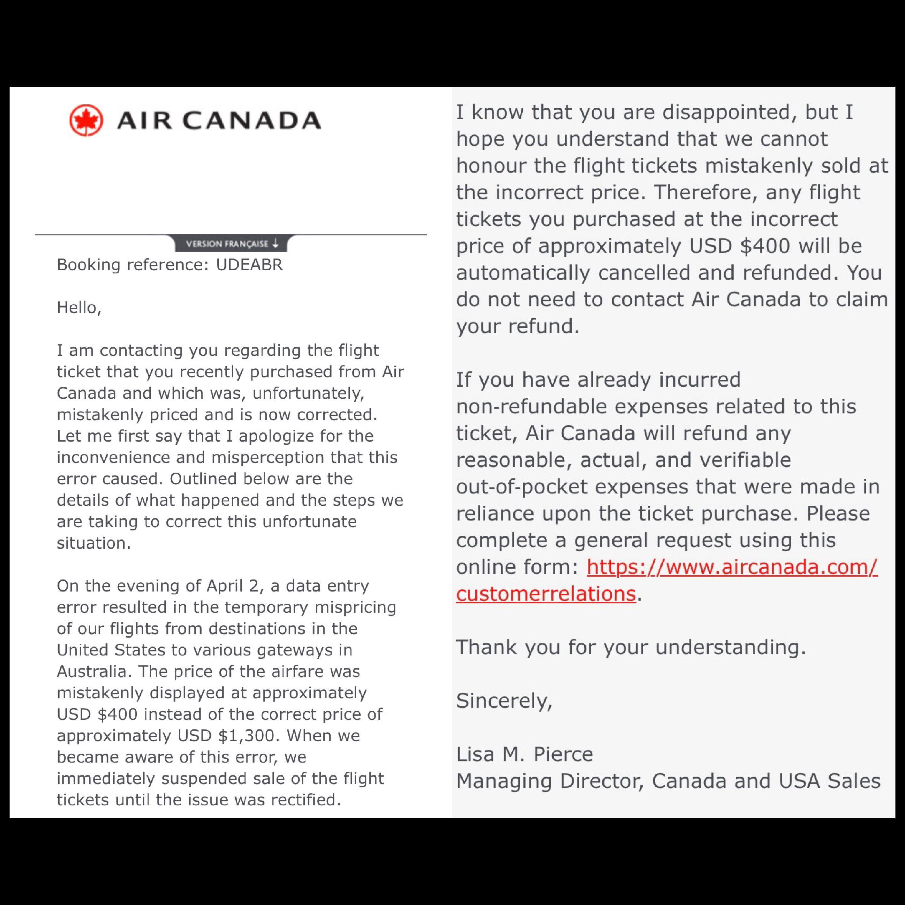 Air Canada publishes cheap flights to Australia for 400 return