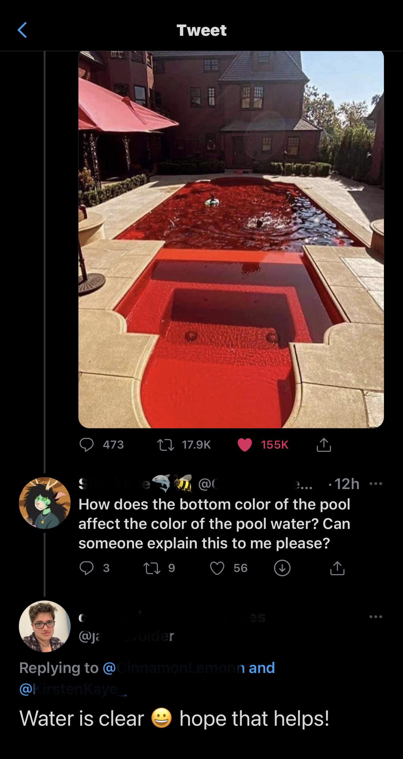 The pool has the bottom painted red r/creepydesign