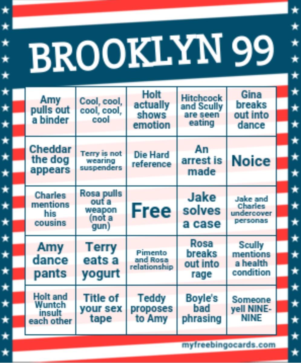 Brooklyn 99 Bingo! Watch episodes at random until you get a bingo. r