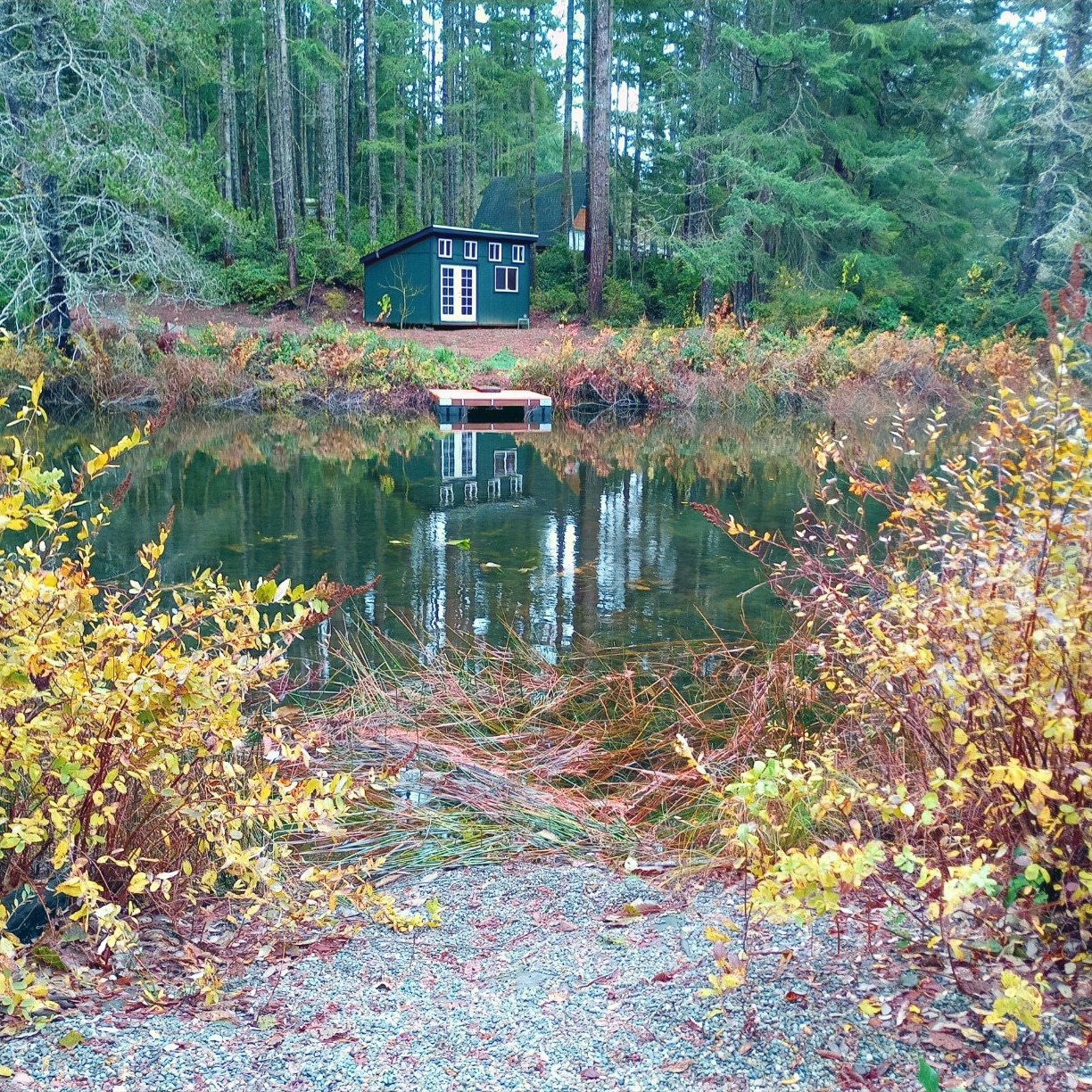 Tiny lake cabin in winter, Kitsap Peninsula, Washington State r/CabinPorn