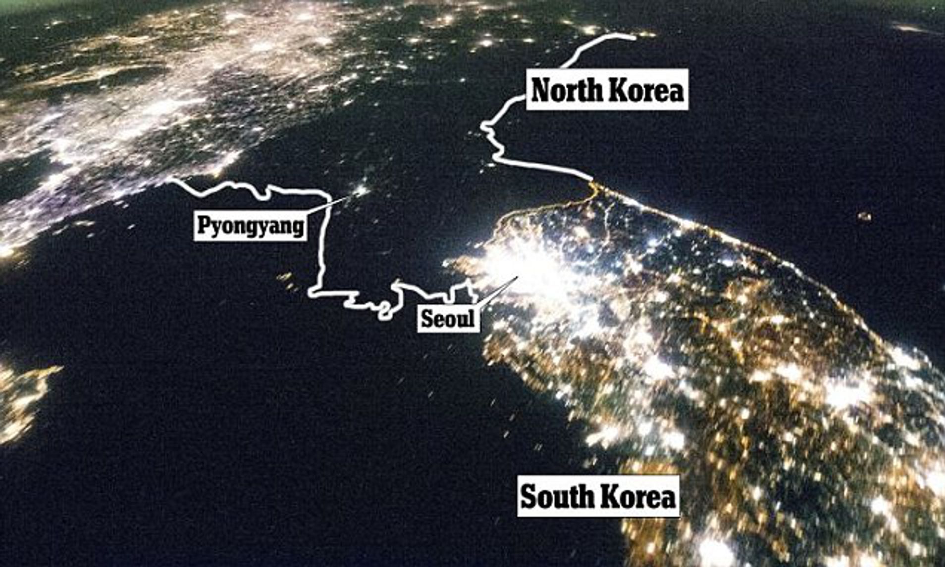 A satellite image of the DPRK at night r/geography