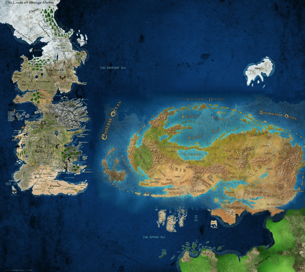 Roshar replaces Essos in 'A Song of Ice and Fire'. Both continents