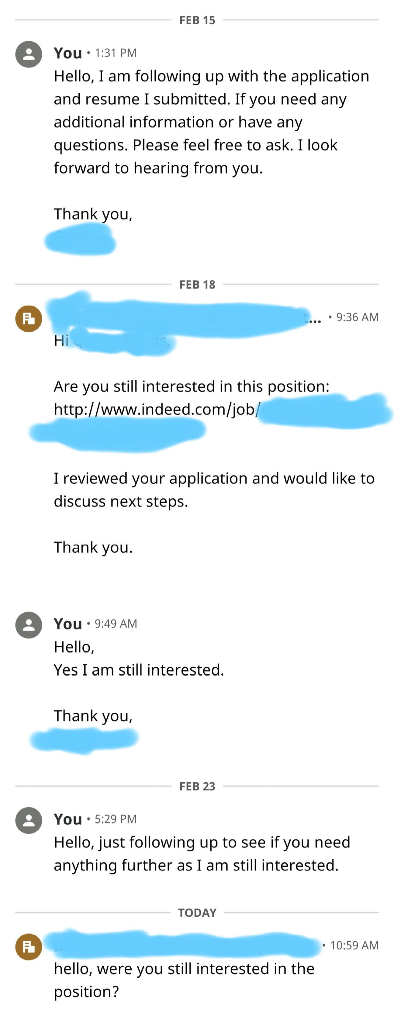 Heard back on an application from February... r/recruitinghell