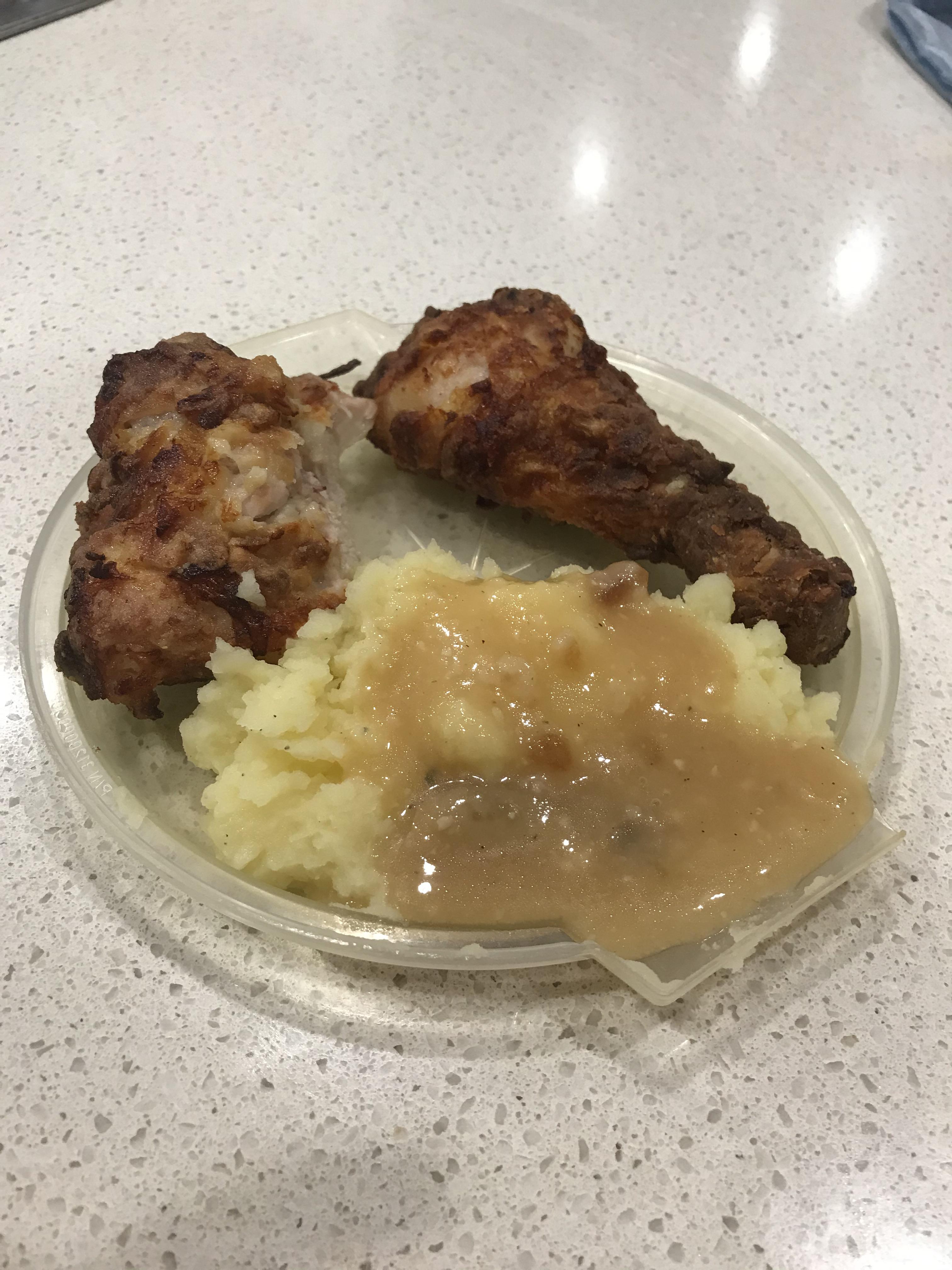 My first attempt at air fryer KFC. Served with home made mash potato