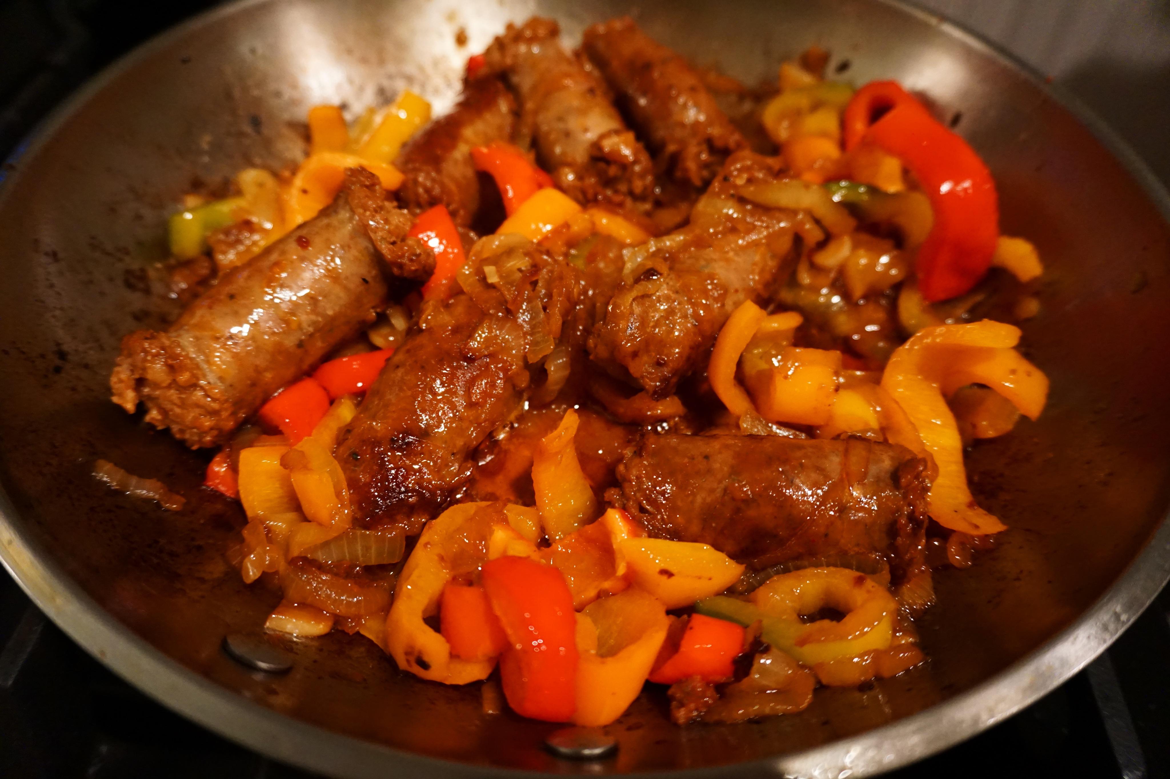 [Homemade] Chorizo with peppers and onions. r/food