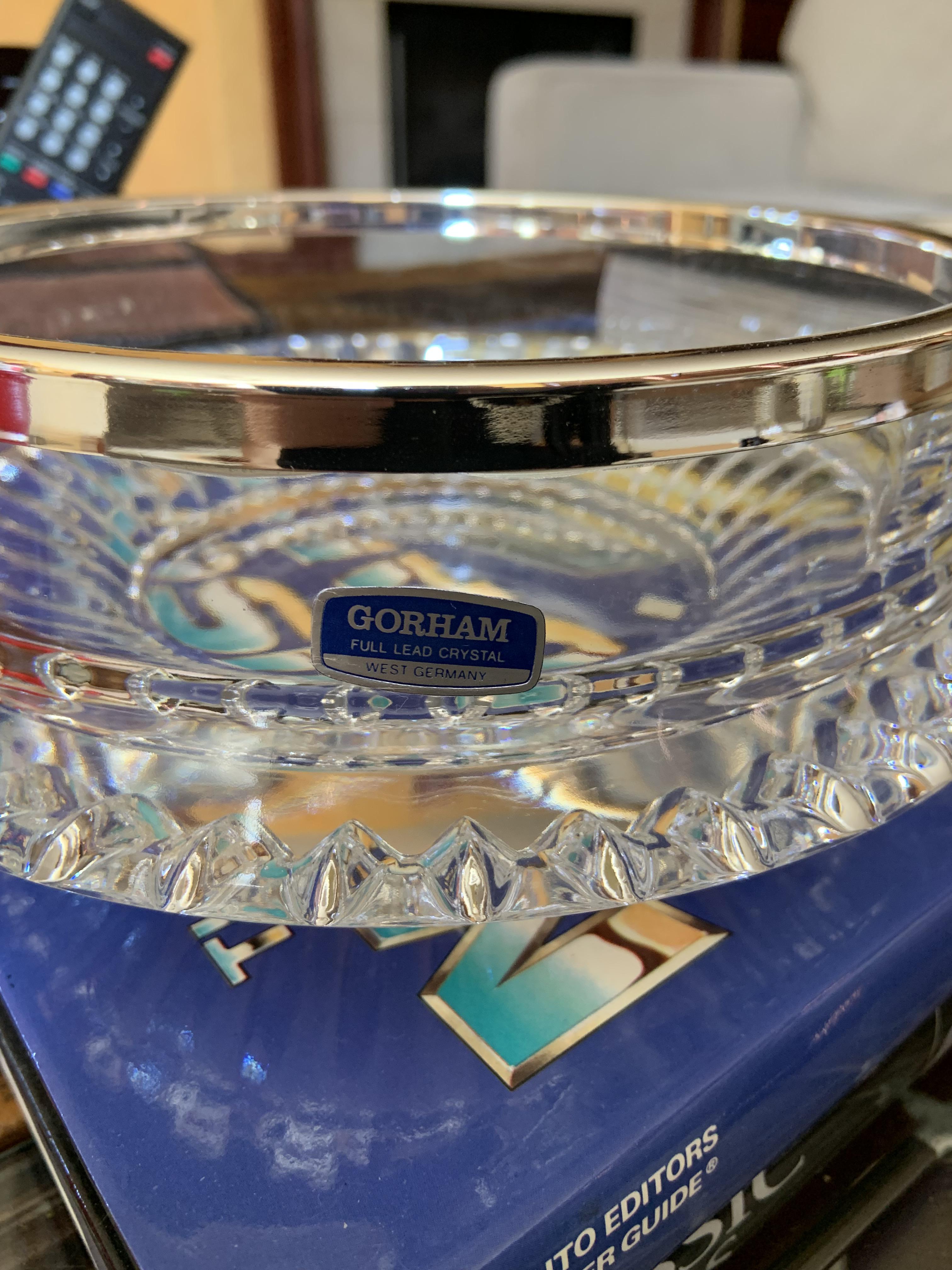 Gorham lead crystal and silver trimmed bowl made in West Germany. New