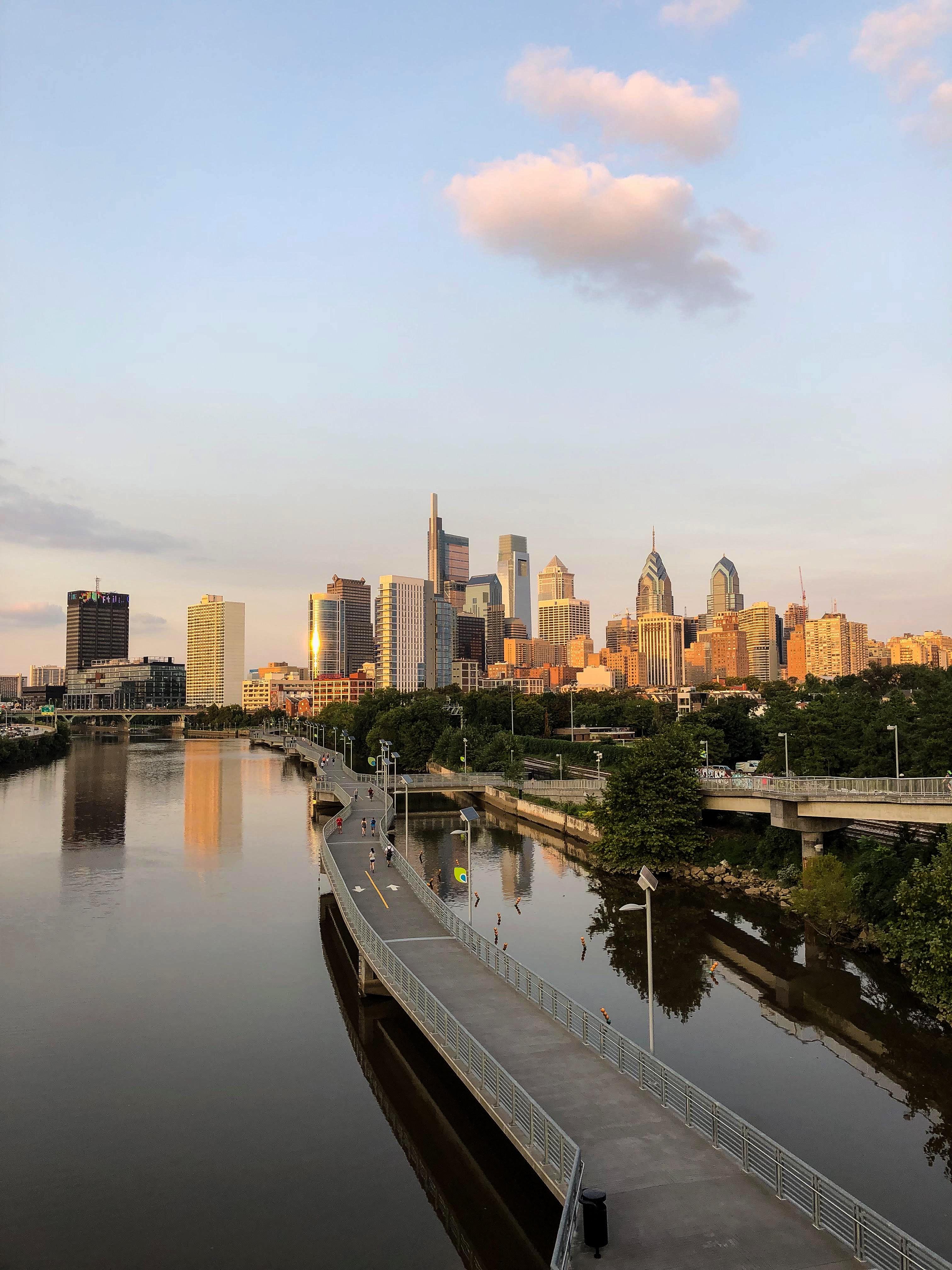 Philly skyline & Schuylkill River trail view from September r