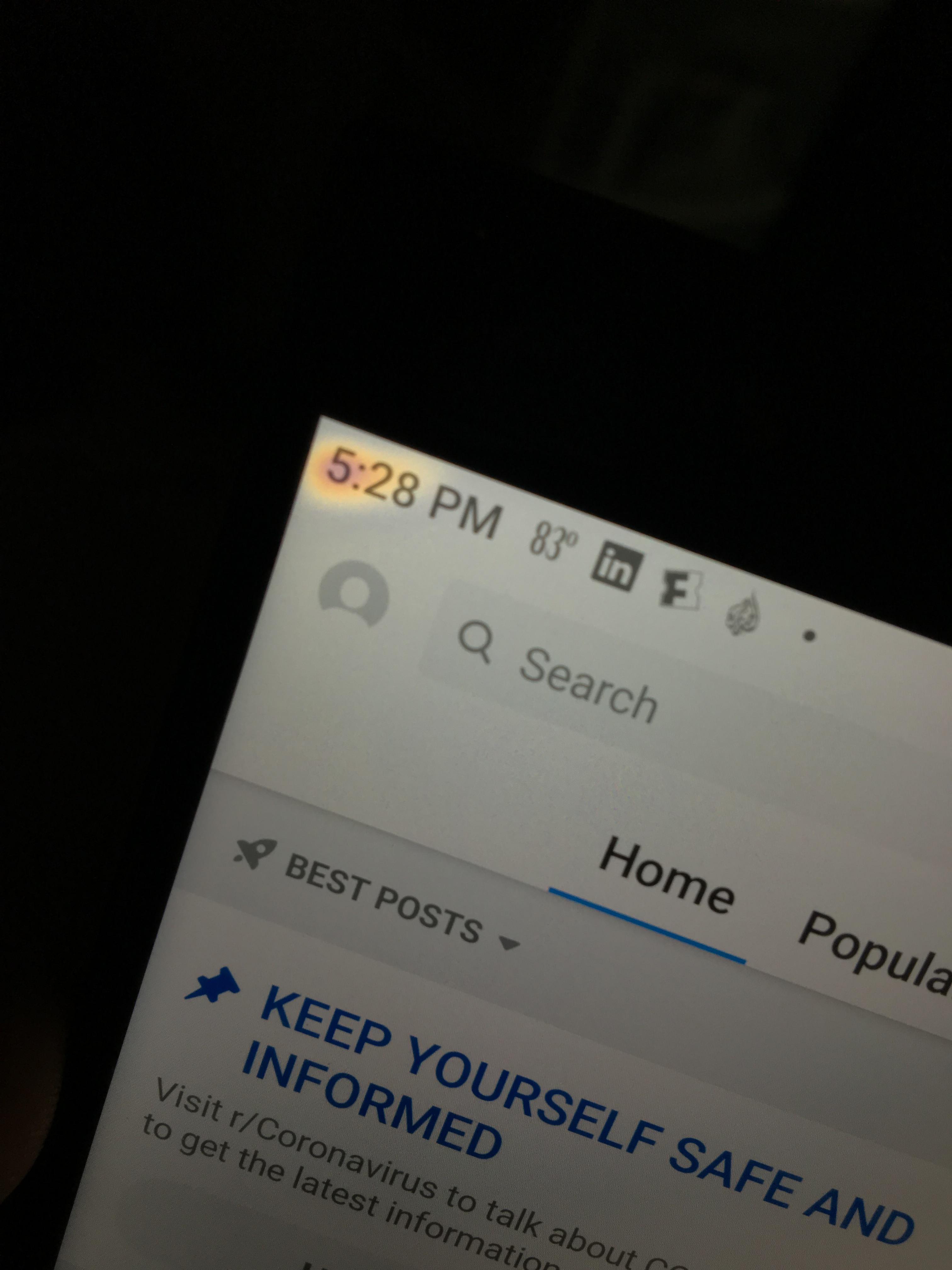 Any ideas on this yellow spot at the top corner of my screen? r