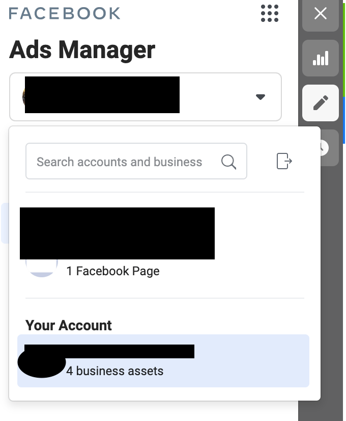 Cant find my facebook advertising account id, it's listed as a "business asset" under my