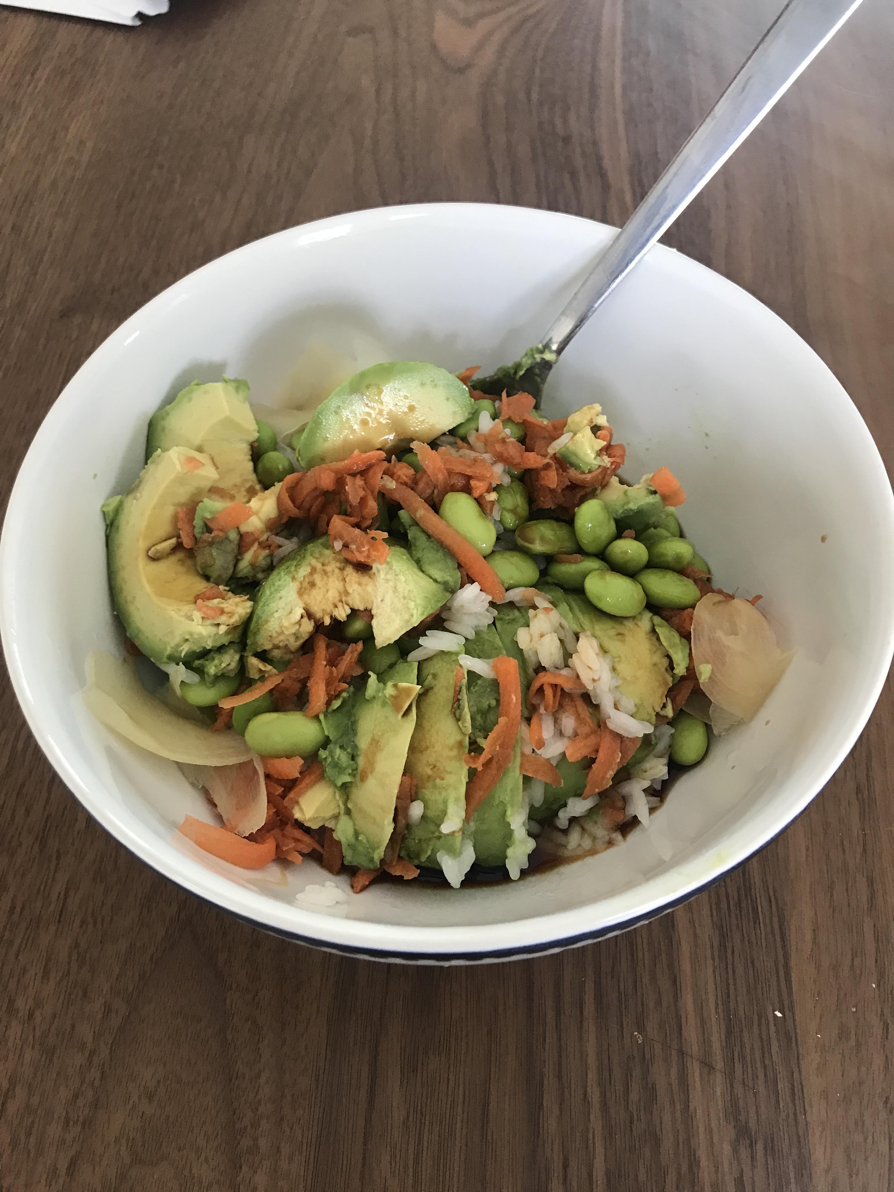 My lunch 3 days in a row sticky rice with seasoned rice vinegar