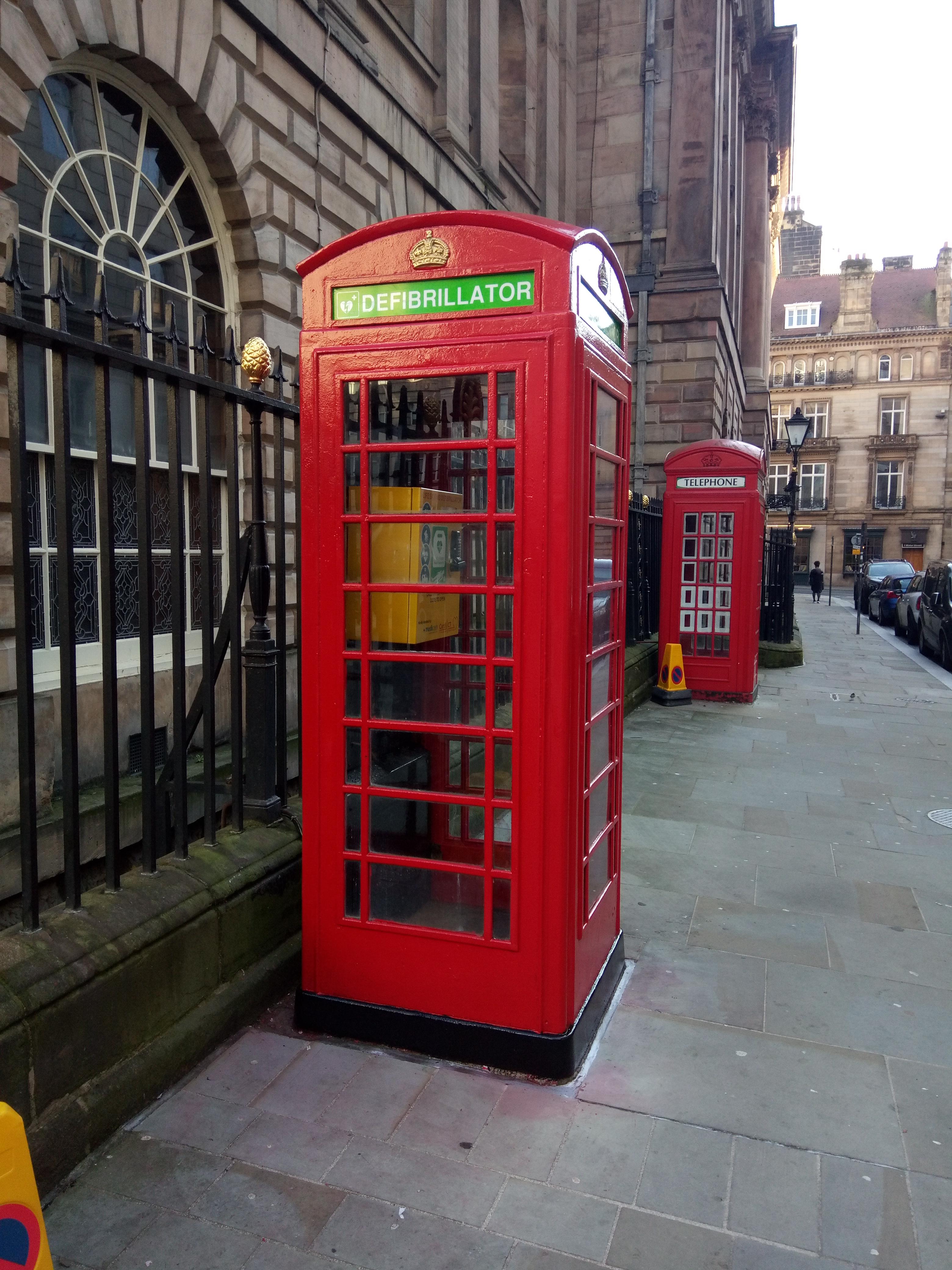 This obsolete phone booth has been converted into an emergency