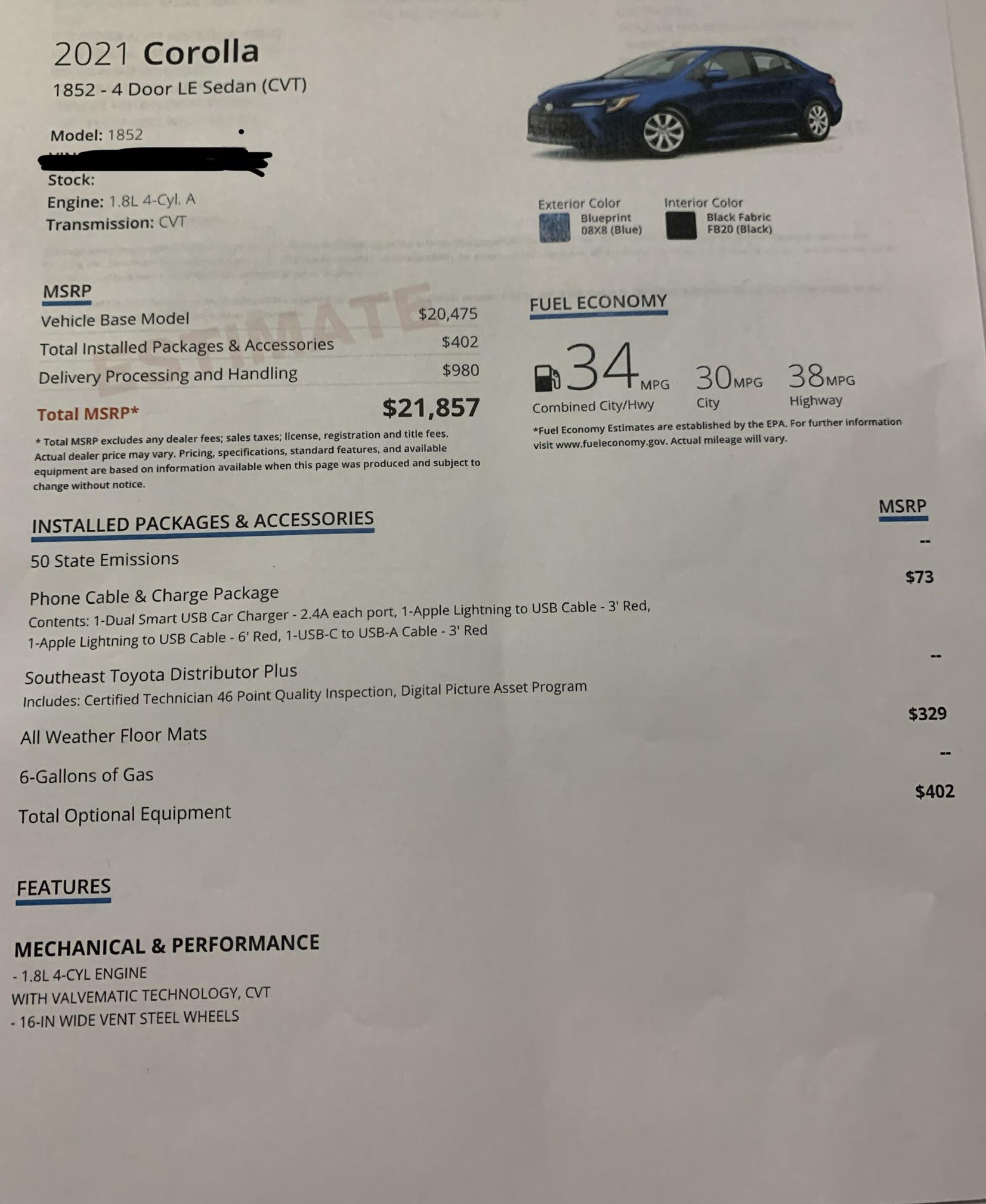 Please help! First time buying a car. 2021 Corolla LE. Dealer won’t