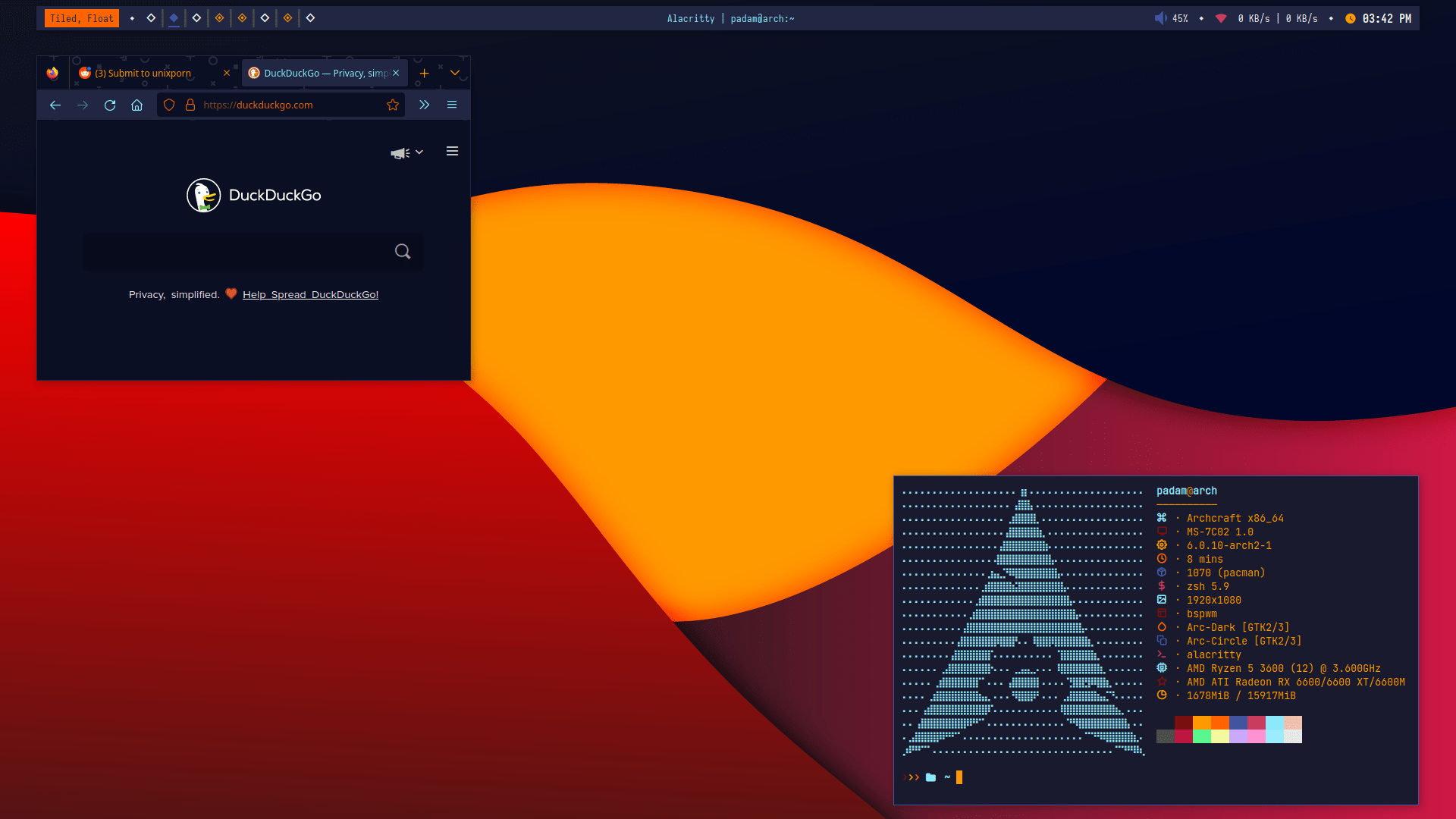 [BSPWM + ArchCraft] I'm in love with this color scheme r/unixporn