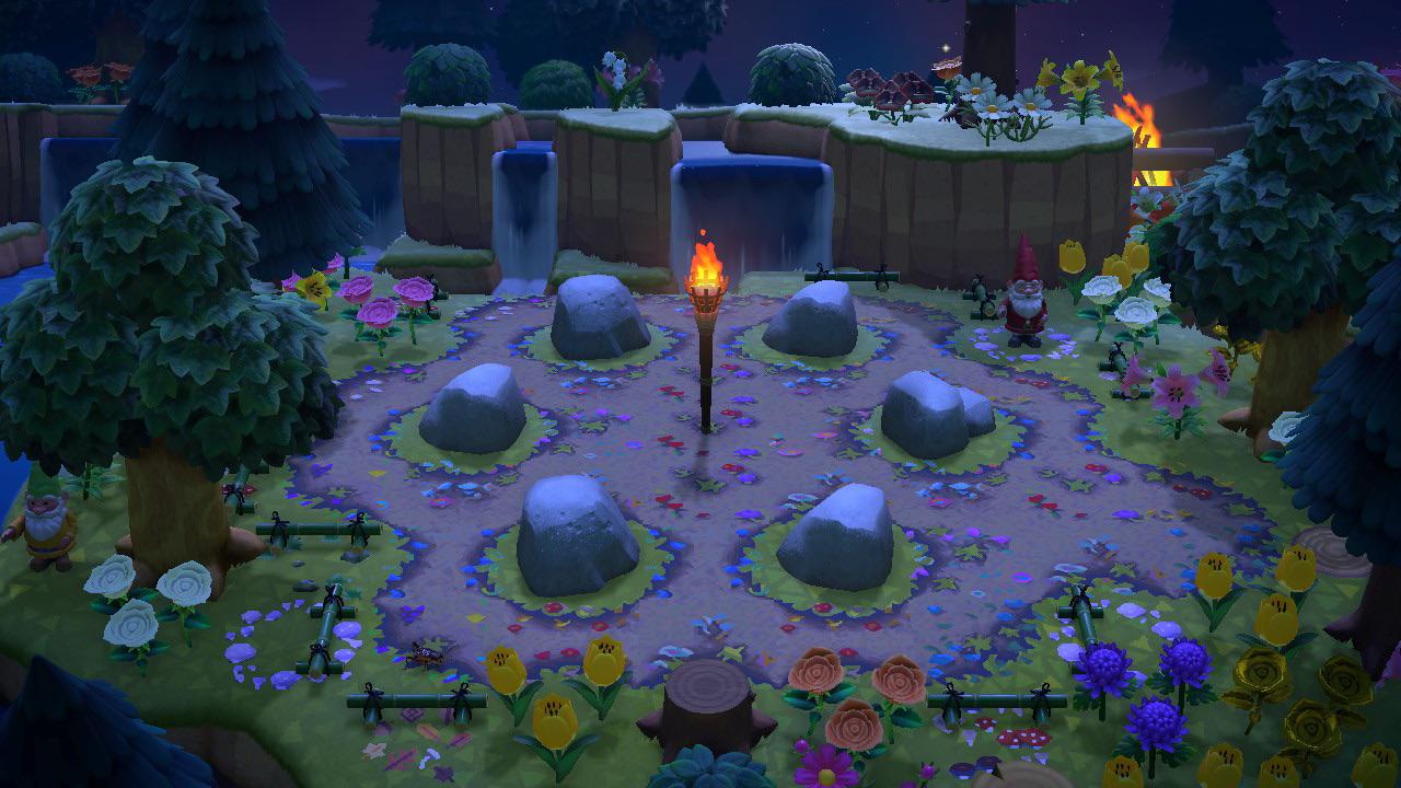 Finally got them all in place for my rock garden! r/AnimalCrossing