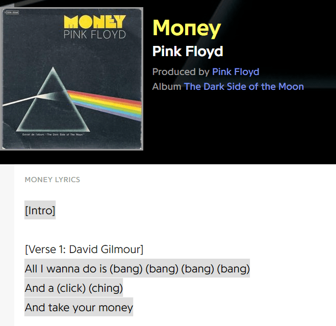 Pink Floyd Money r/pinkfloyd