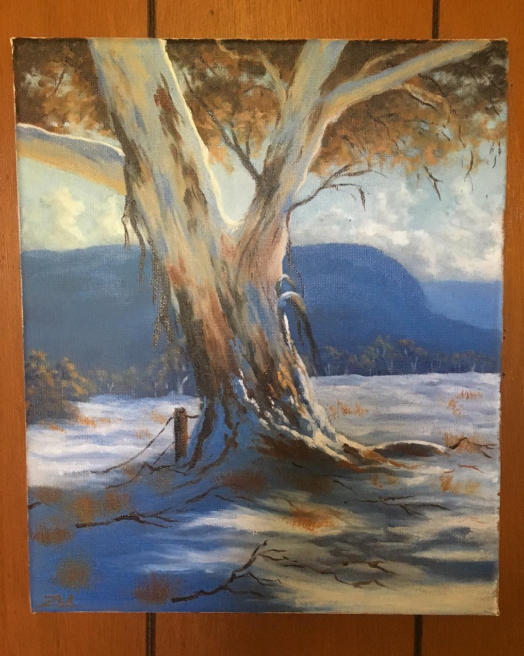 Gumtree inspired by Australian artist Graham Gercken. Oils on panel r