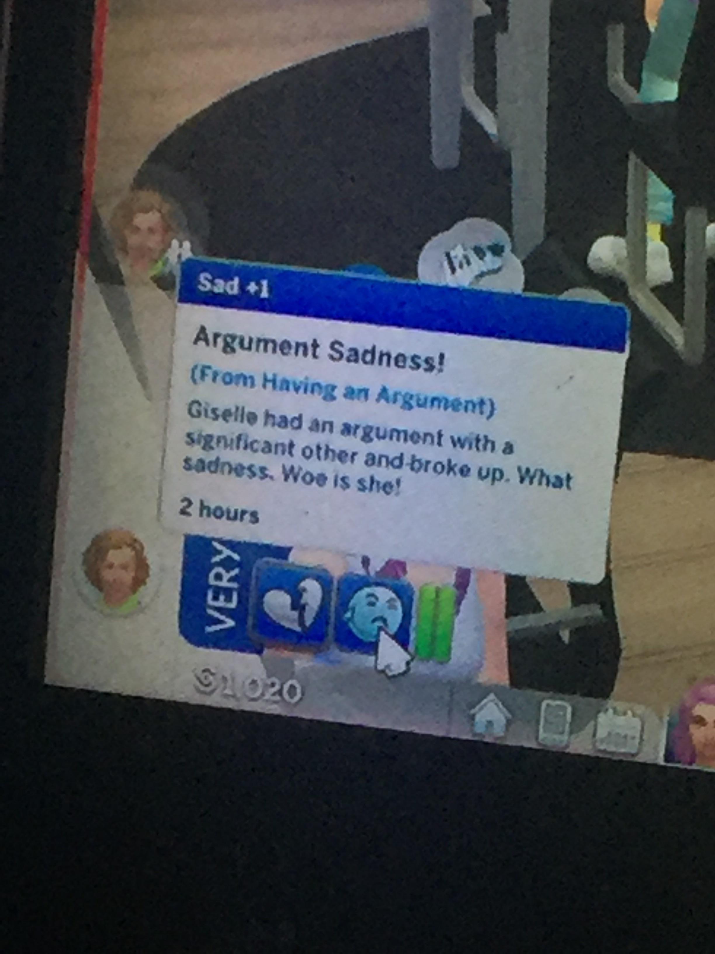 I just got a notification my sim broke up with their boyfriend. Is this