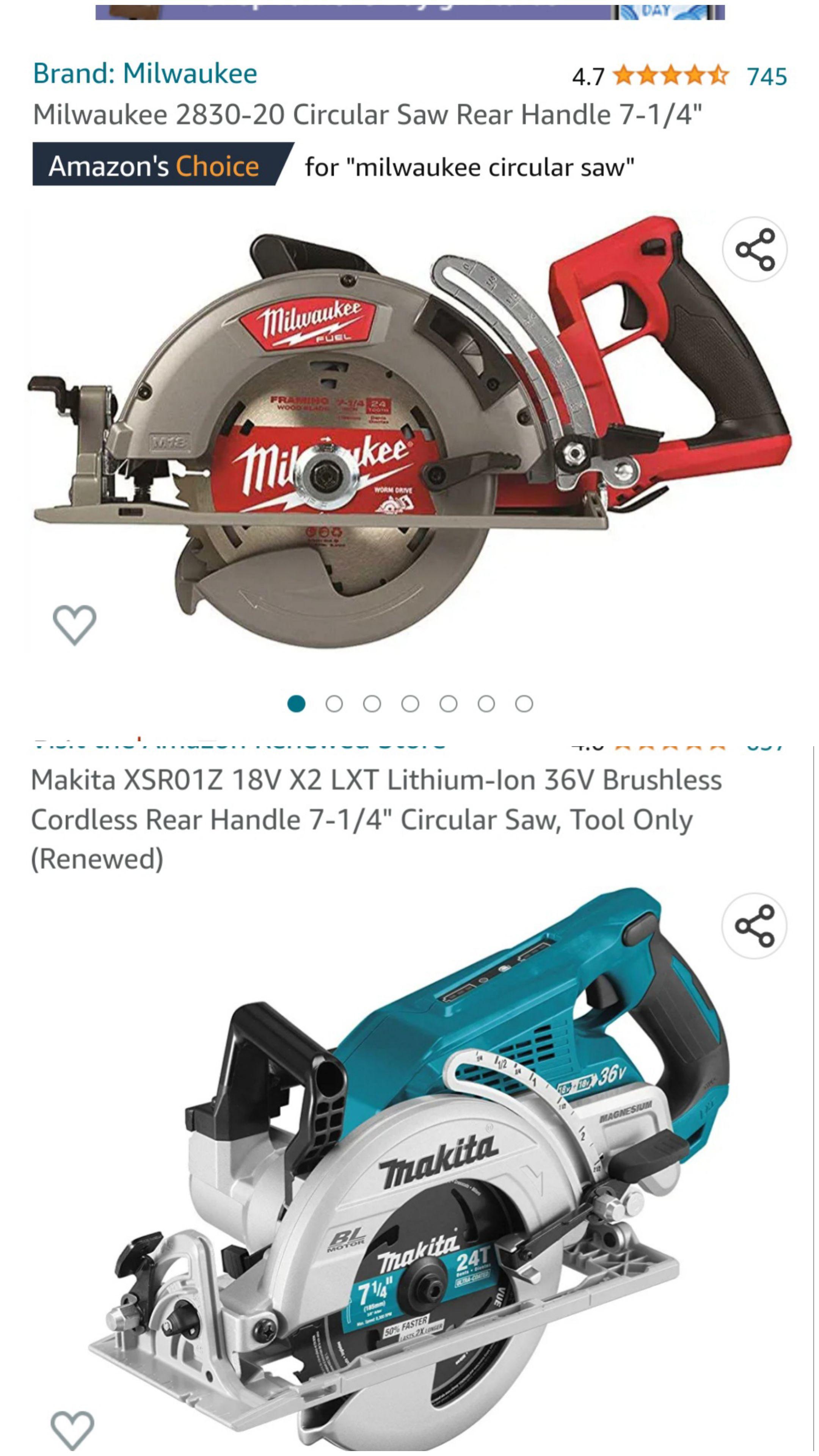 Milwaukee vs Makita rear handle skill saw r/Tools
