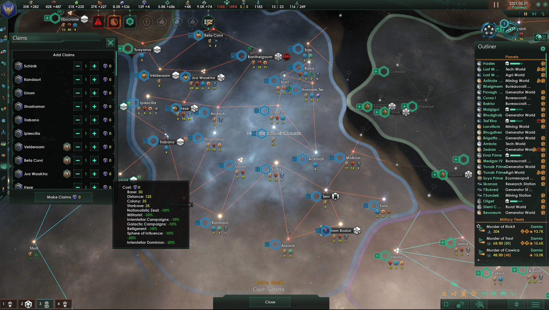 There's no lower bound on claim cost Stellaris