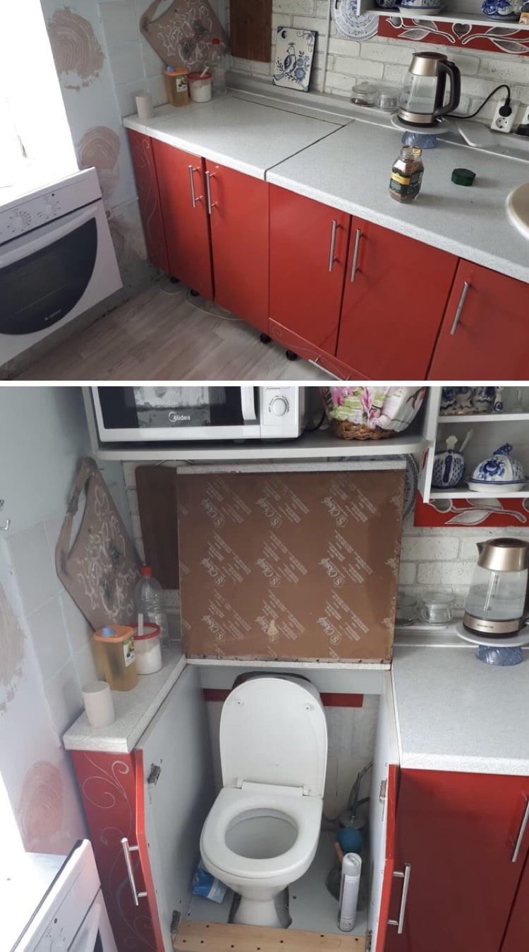 Toilet in the kitchen