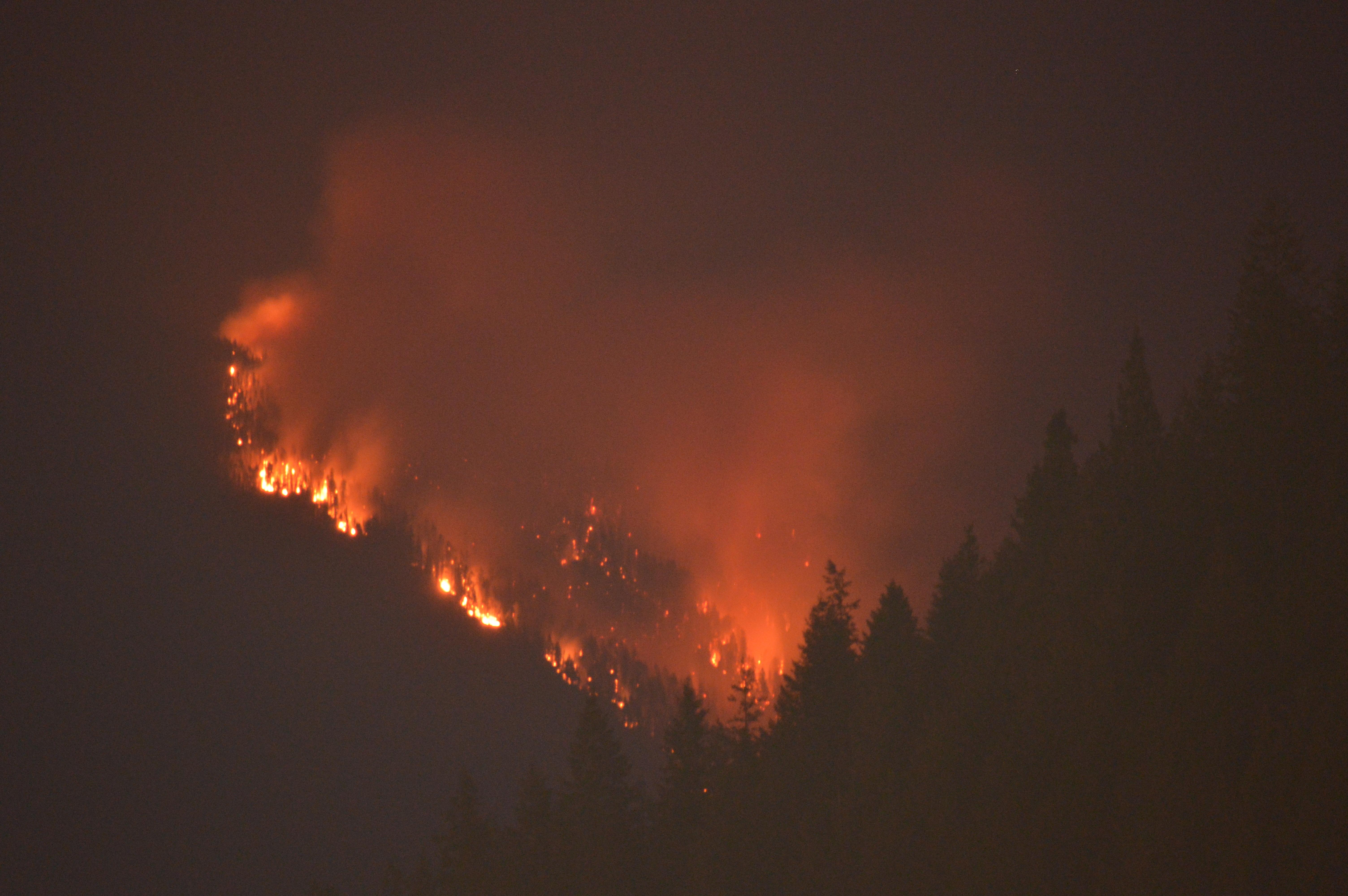 Wildfire located 15km NE of Nelson, BC canada