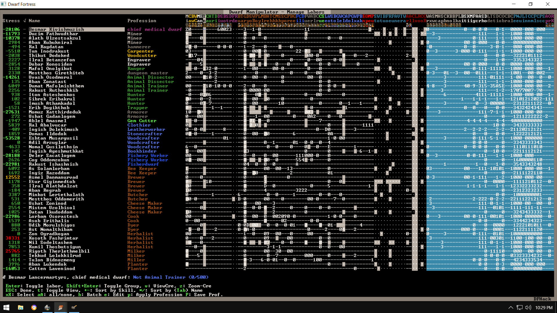 the after math of enabling auto job assigment dwarffortress