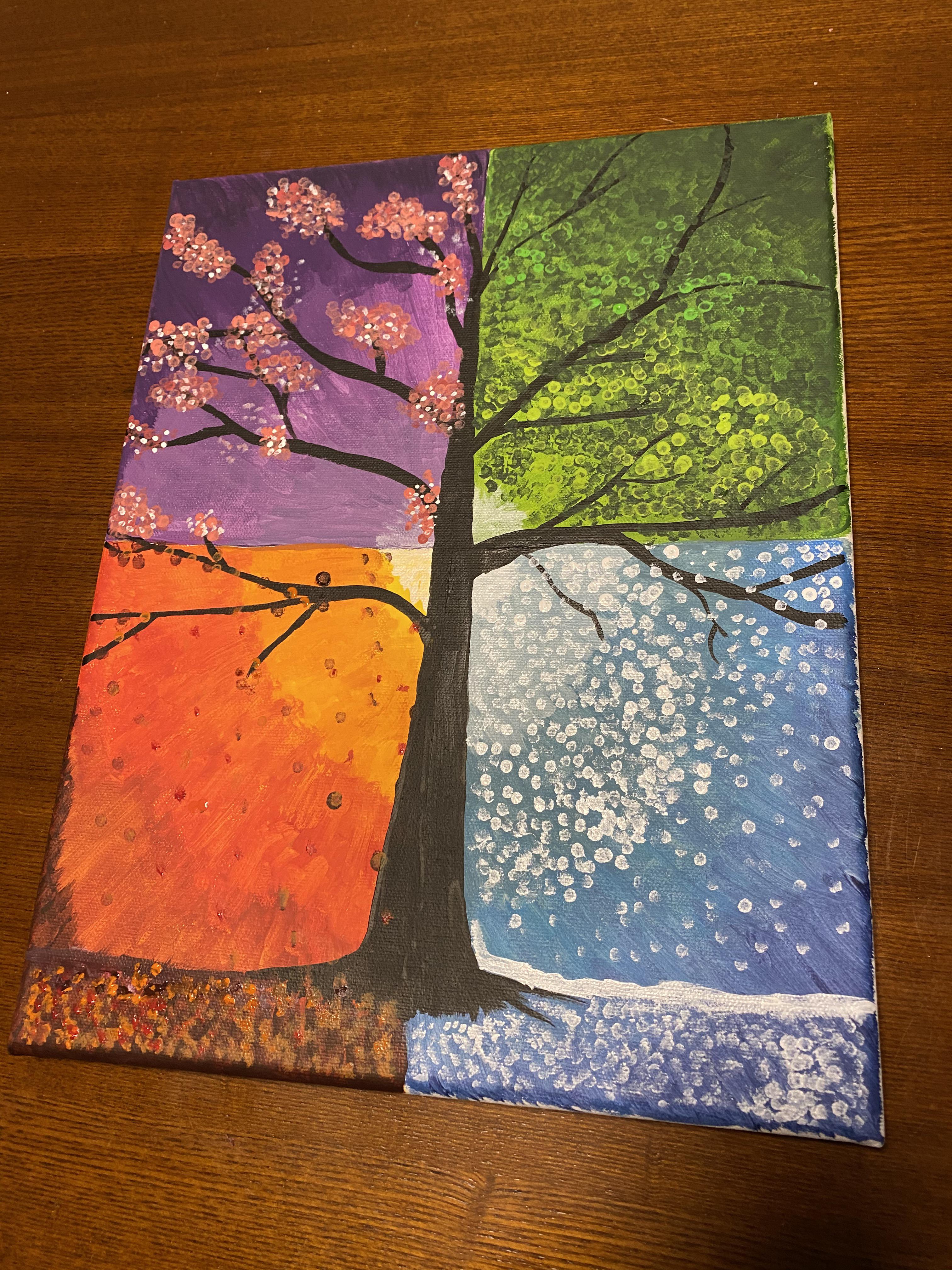 Still a beginner! Four Seasons r/acrylicpainting