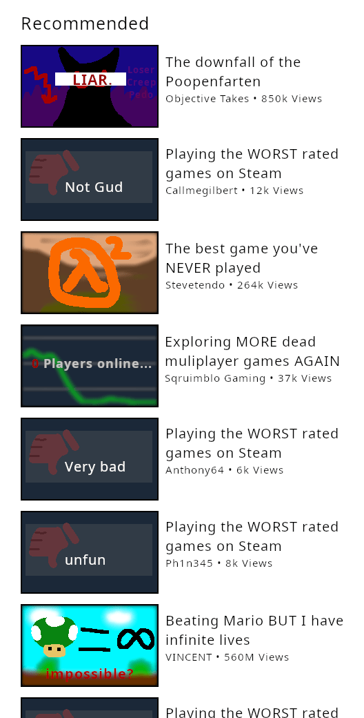 Youtube Sidebar Slop r/coaxedintoasnafu