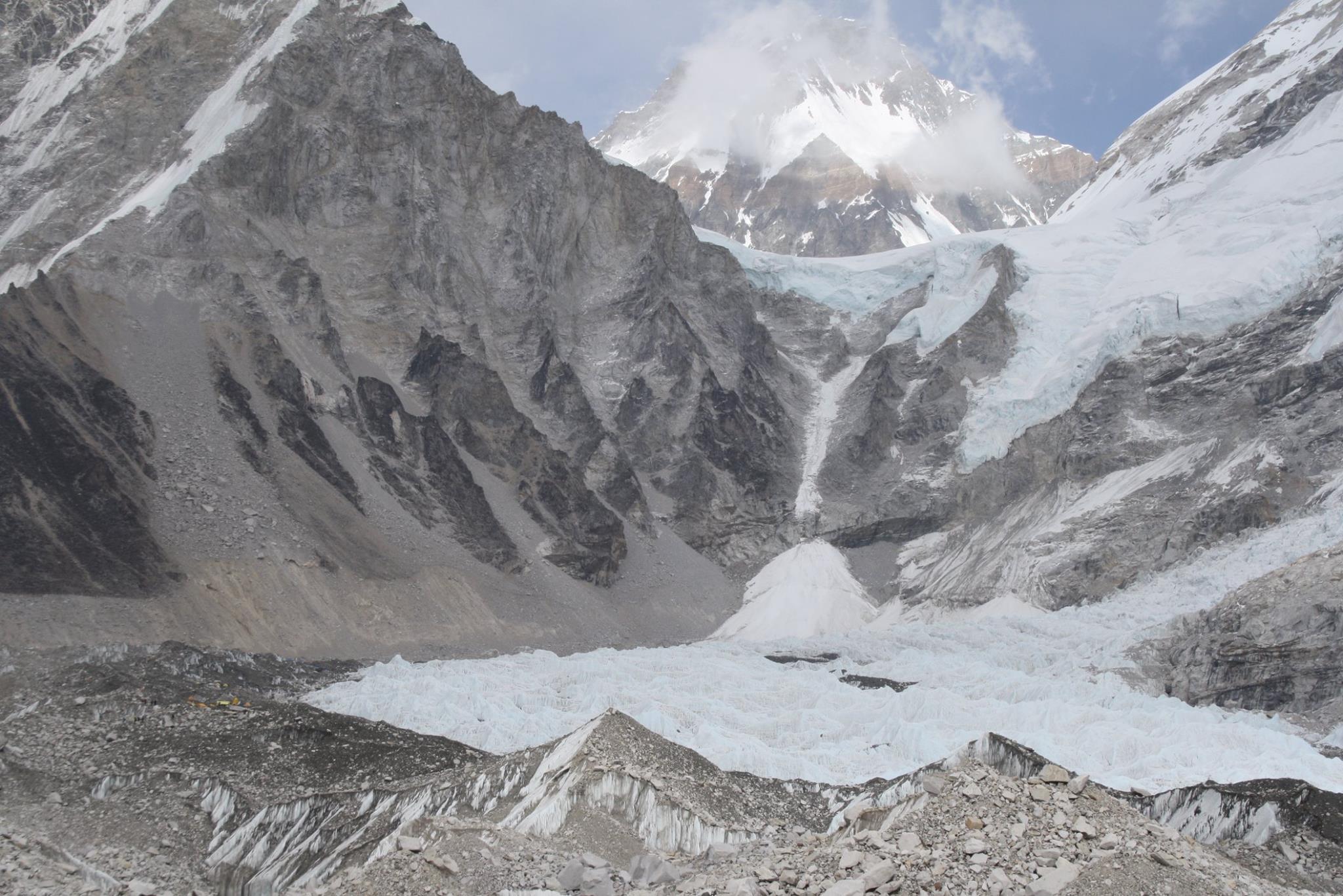 Worth the 7 days of stairs! A view of Mt. Everest and the Base Camp