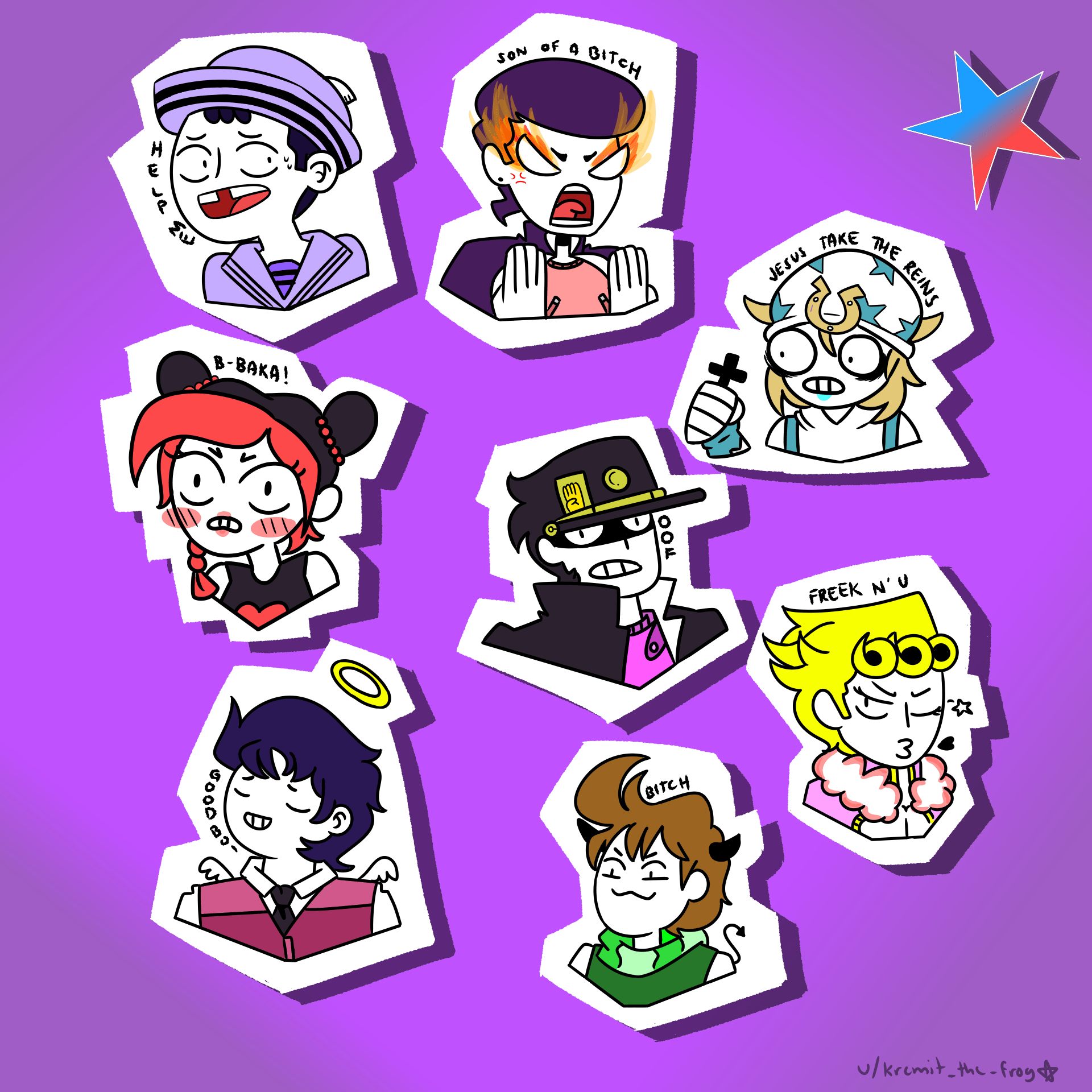 [Fanart] I was bored so I decided to make JoJo stickers for my laptop