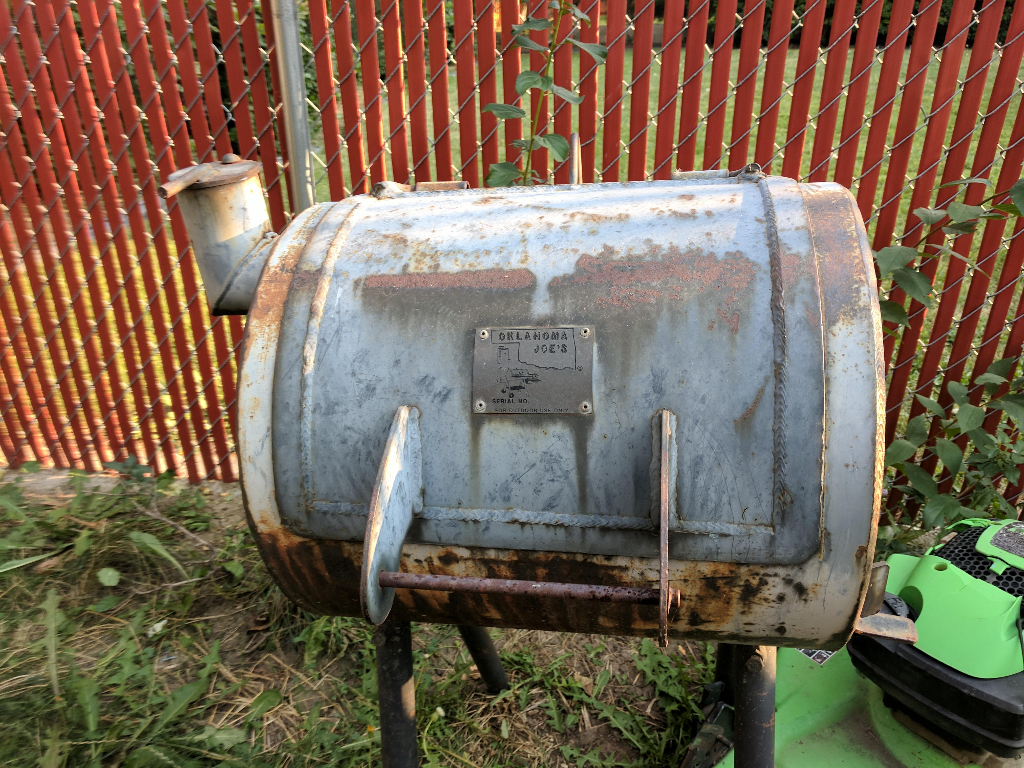 Old Oklahoma Joe's smoker my cousin had in her backyard r/kansascity