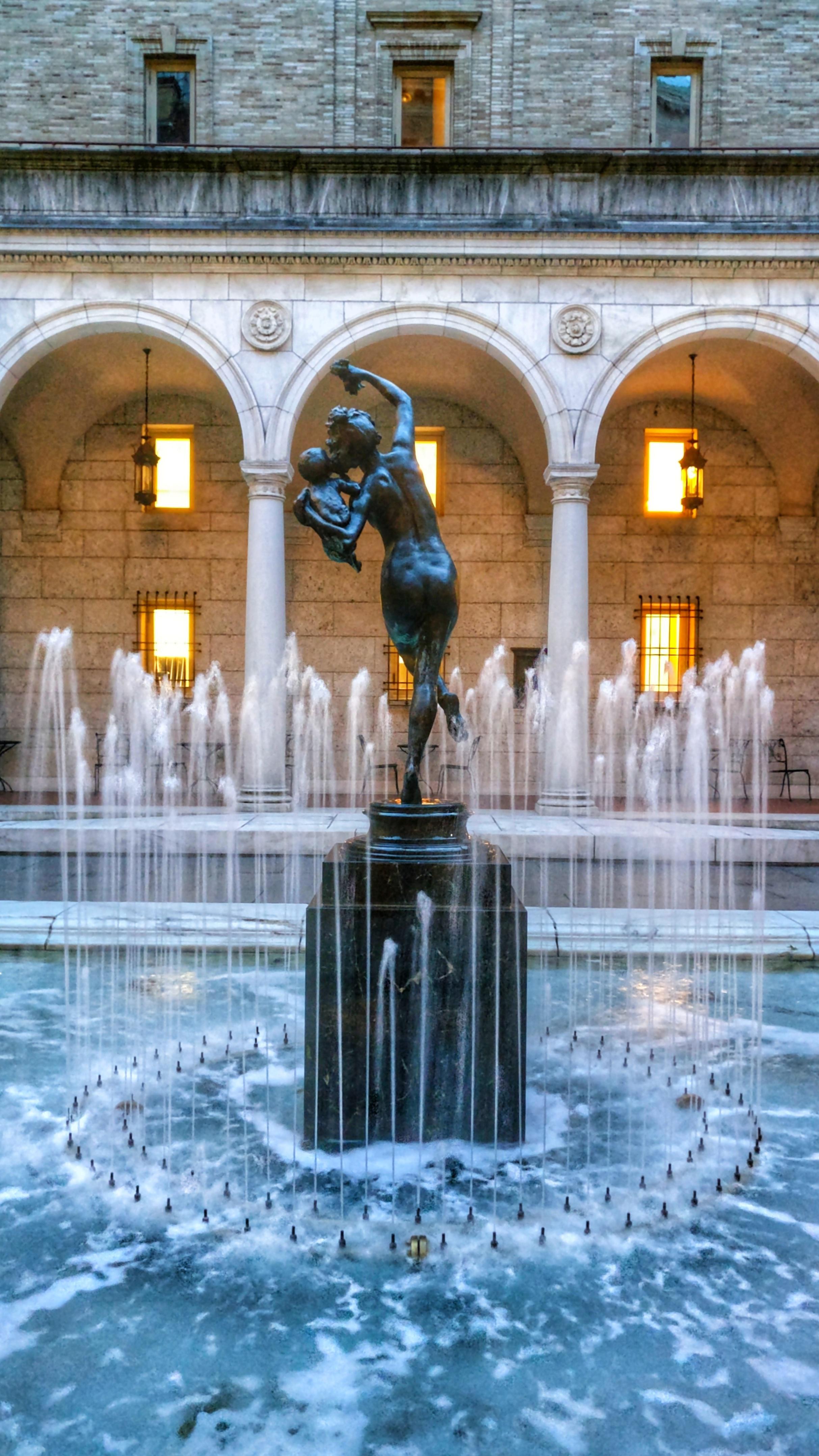 Boston Public Library interior fountain area. (OC) r/Libraryporn