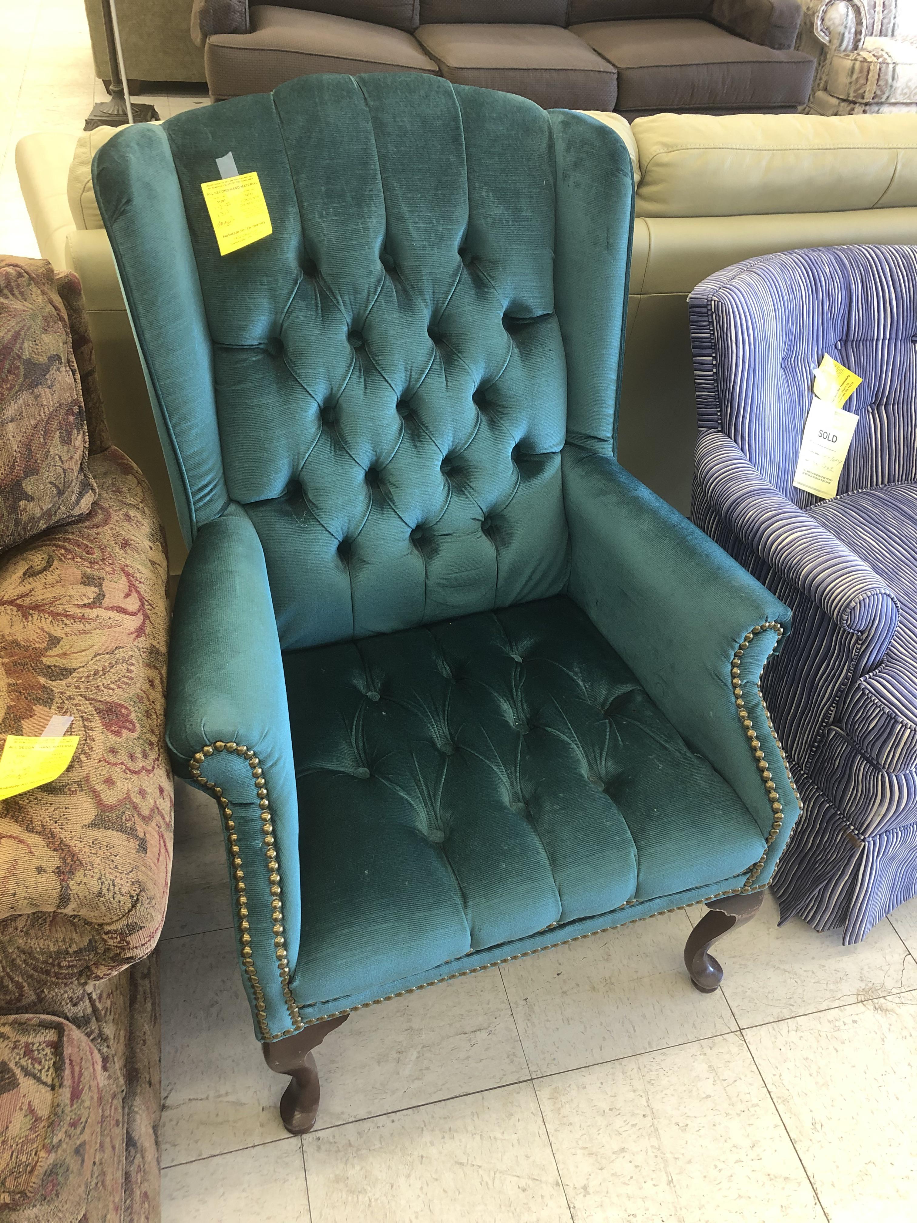 Awesome green tufted chair find, will go great in my office! r