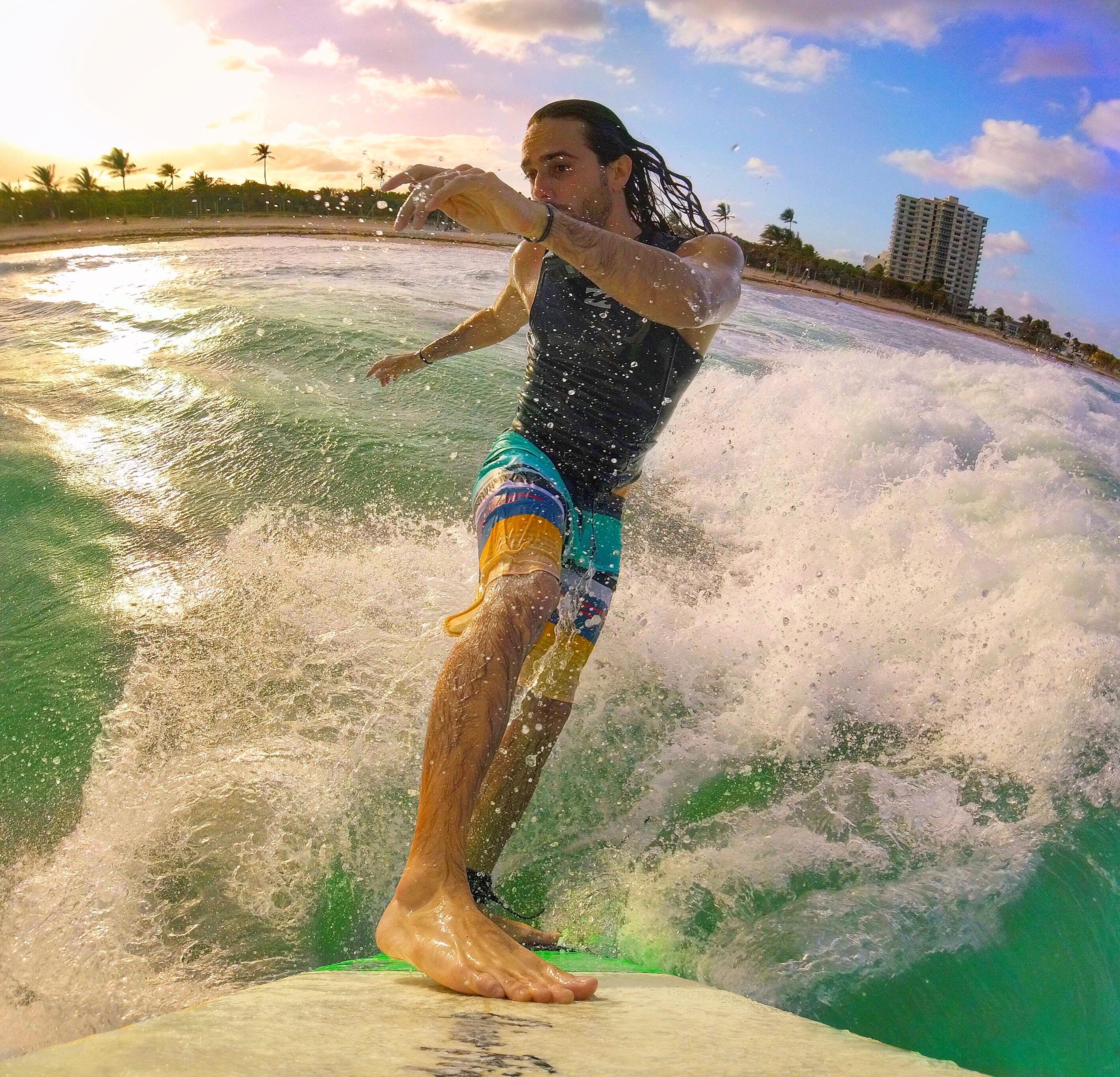Windy sunset session in South Florida today. Having a GoPro on the nose